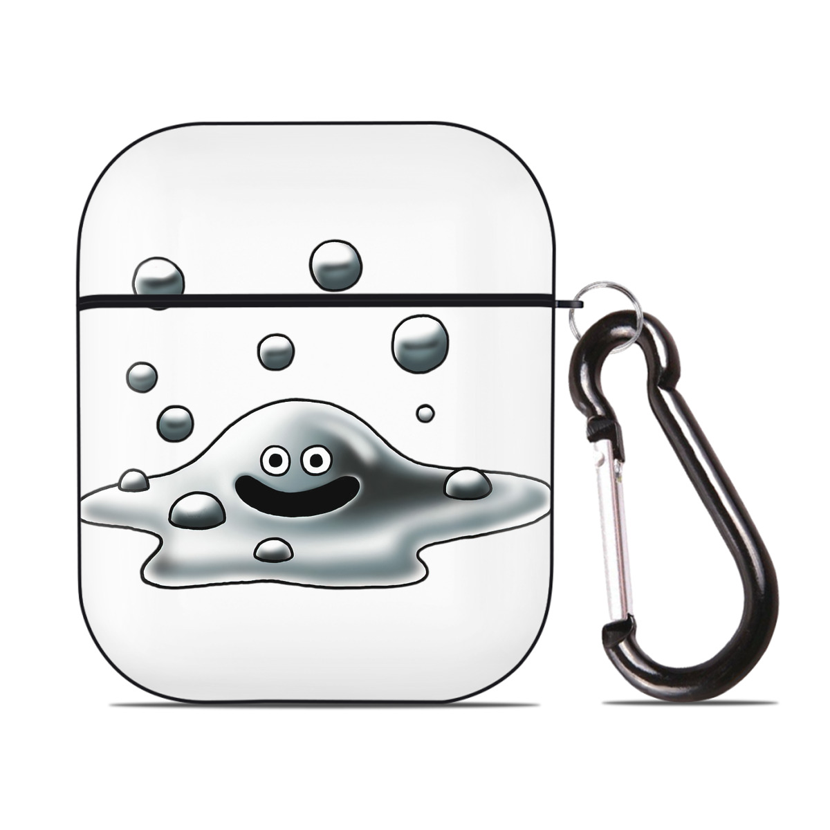 （画像用） ドラゴンクエスト Doragon Kuesuto Dragon Quest AirPods 第2世代保護ケース ハードシェル ブラック 耐衝撃・防指紋・カラビナ付き