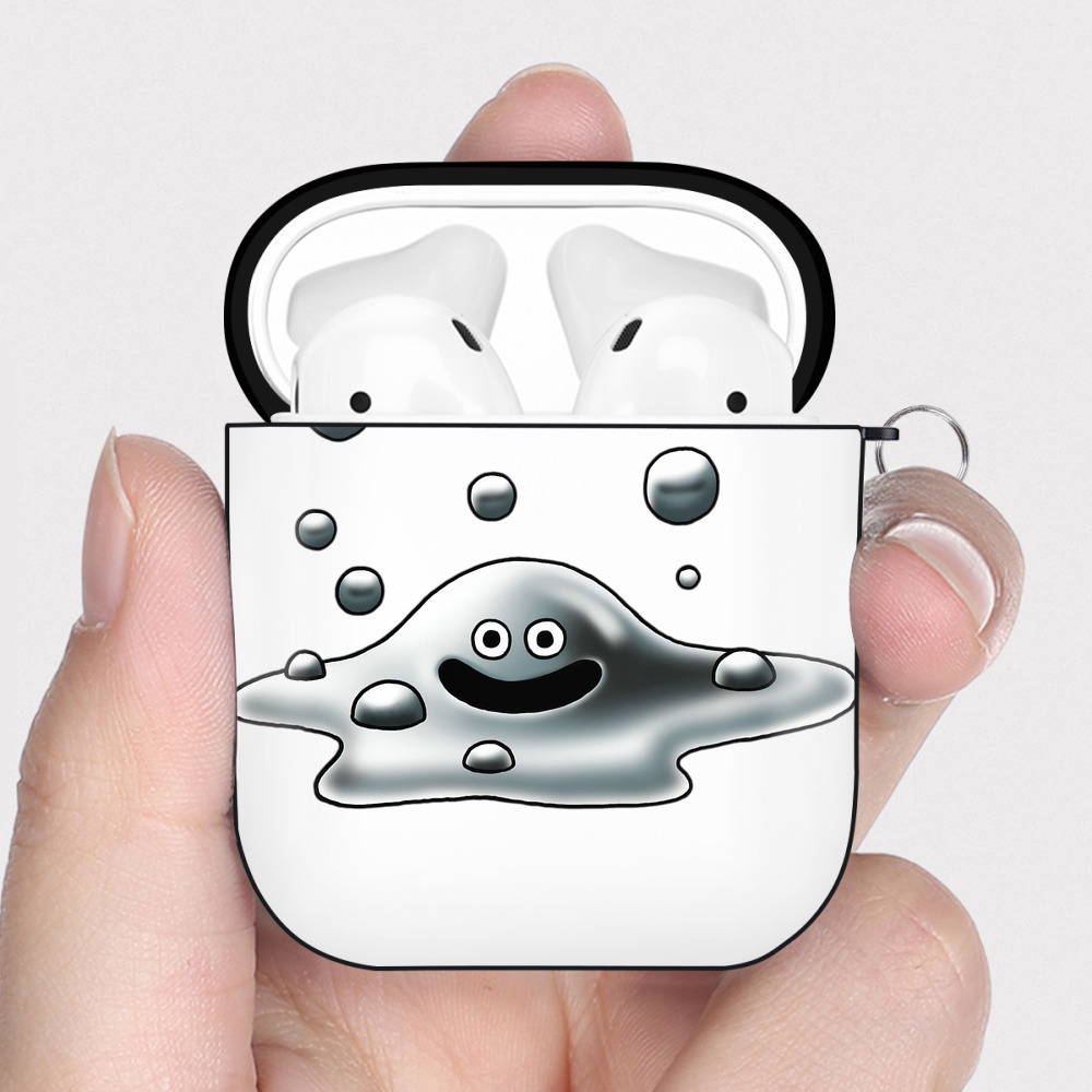 （画像用） ドラゴンクエスト Doragon Kuesuto Dragon Quest AirPods 第2世代保護ケース ハードシェル ブラック 耐衝撃・防指紋・カラビナ付き