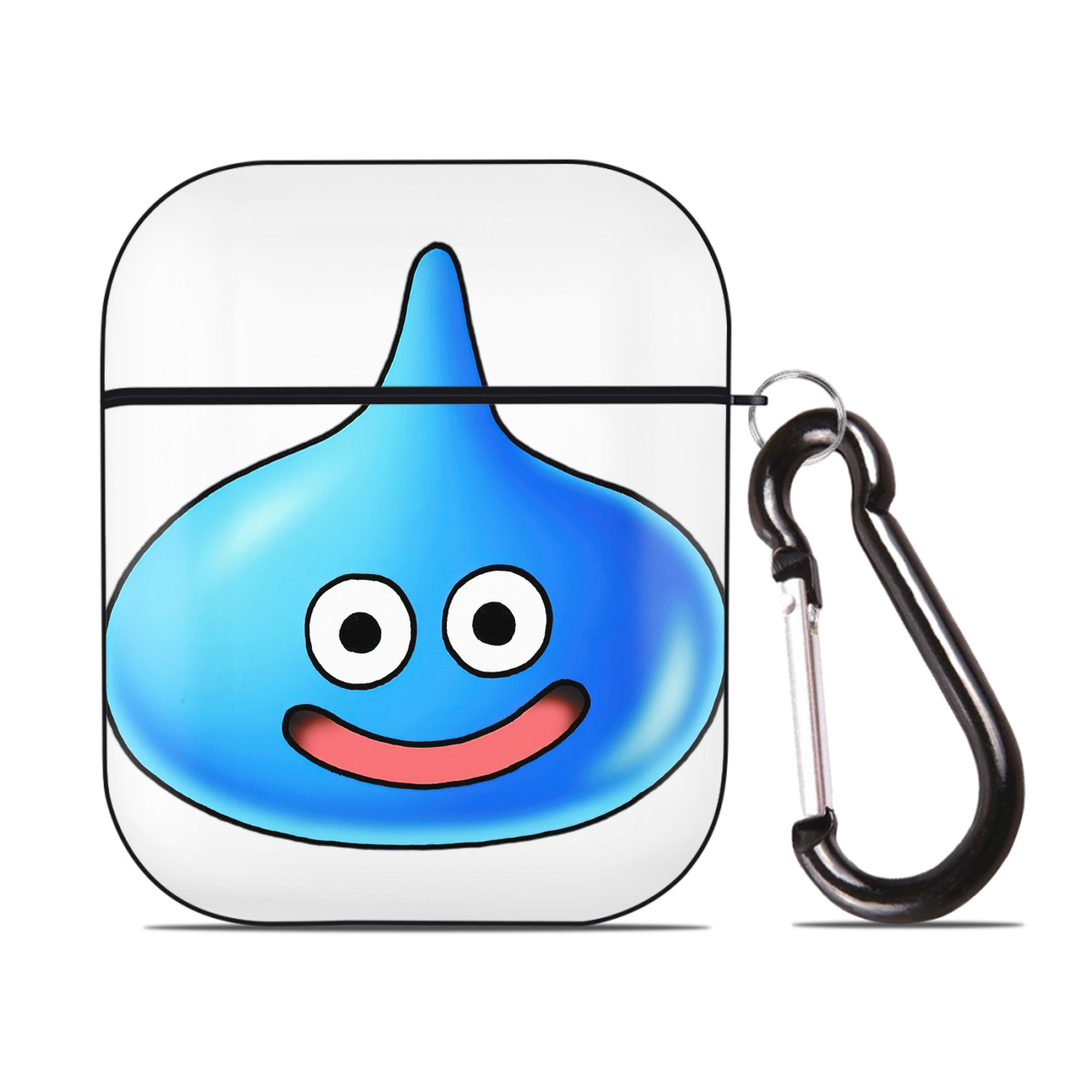 （画像用） ドラゴンクエスト Doragon Kuesuto Dragon Quest AirPods 第2世代保護ケース ハードシェル ブラック 耐衝撃・防指紋・カラビナ付き