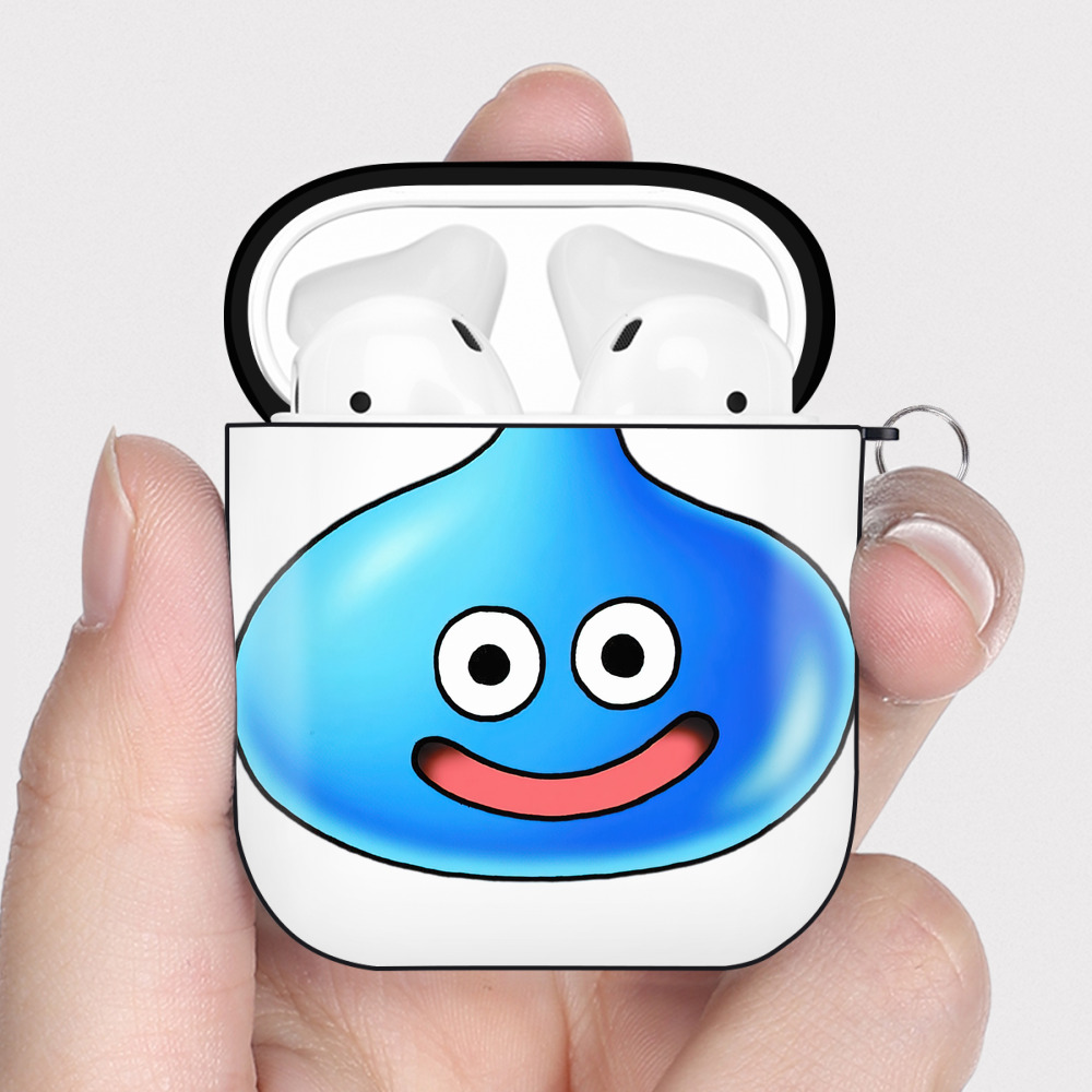 （画像用） ドラゴンクエスト Doragon Kuesuto Dragon Quest AirPods 第2世代保護ケース ハードシェル ブラック 耐衝撃・防指紋・カラビナ付き