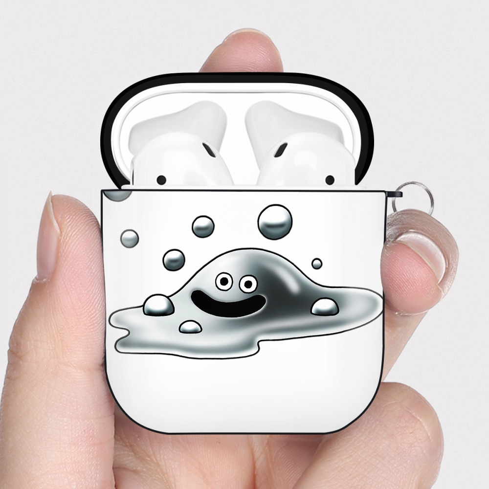 （画像用） ドラゴンクエスト Doragon Kuesuto Dragon Quest AirPods 第2世代保護ケース ハードシェル ブラック 耐衝撃・防指紋・カラビナ付き