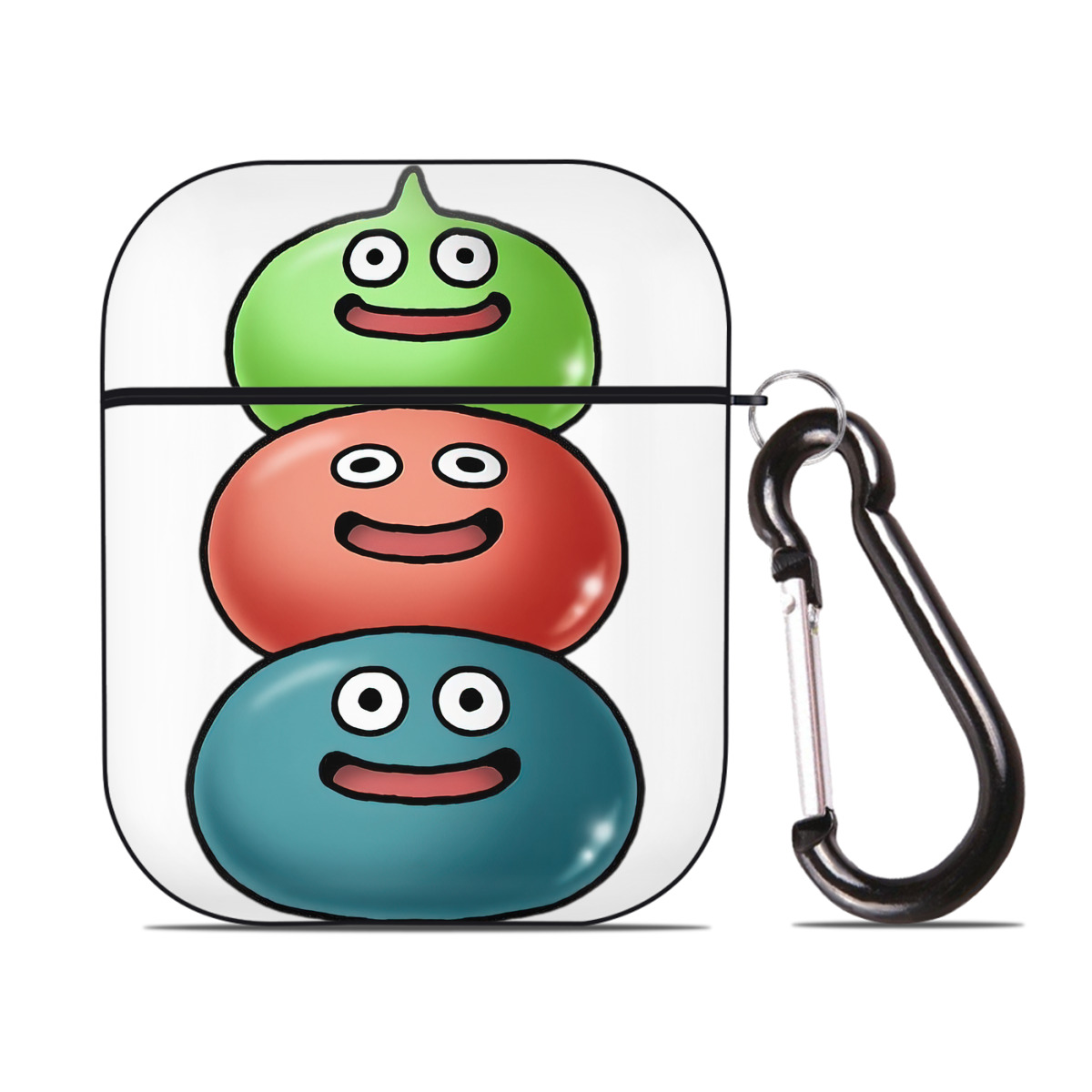 （画像用） ドラゴンクエスト Doragon Kuesuto Dragon Quest AirPods 第2世代保護ケース ハードシェル ブラック 耐衝撃・防指紋・カラビナ付き