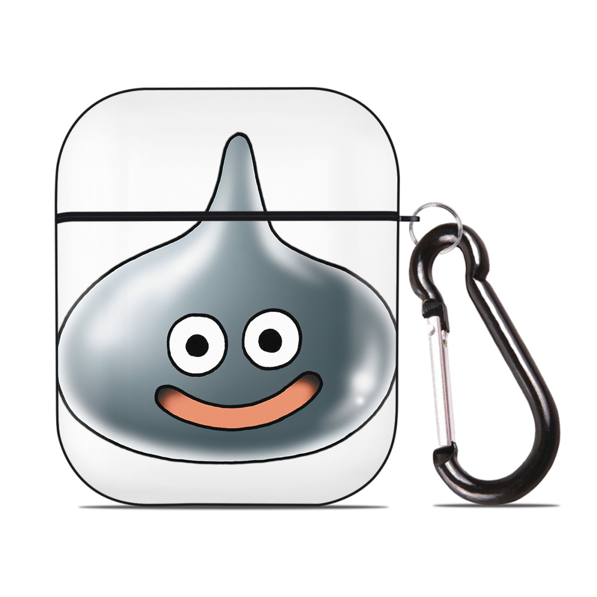 （画像用） ドラゴンクエスト Doragon Kuesuto Dragon Quest AirPods 第2世代保護ケース ハードシェル ブラック 耐衝撃・防指紋・カラビナ付き