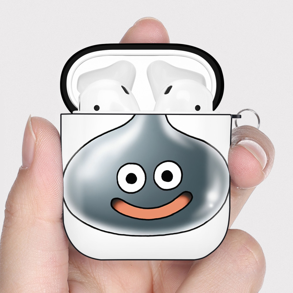 （画像用） ドラゴンクエスト Doragon Kuesuto Dragon Quest AirPods 第2世代保護ケース ハードシェル ブラック 耐衝撃・防指紋・カラビナ付き