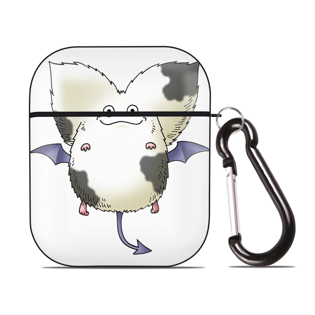 （画像用） ドラゴンクエスト Doragon Kuesuto Dragon Quest AirPods 第2世代保護ケース ハードシェル ブラック 耐衝撃・防指紋・カラビナ付き