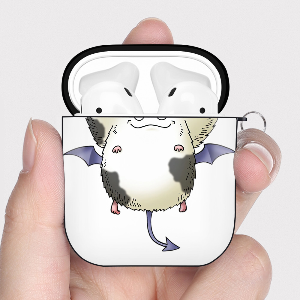 （画像用） ドラゴンクエスト Doragon Kuesuto Dragon Quest AirPods 第2世代保護ケース ハードシェル ブラック 耐衝撃・防指紋・カラビナ付き