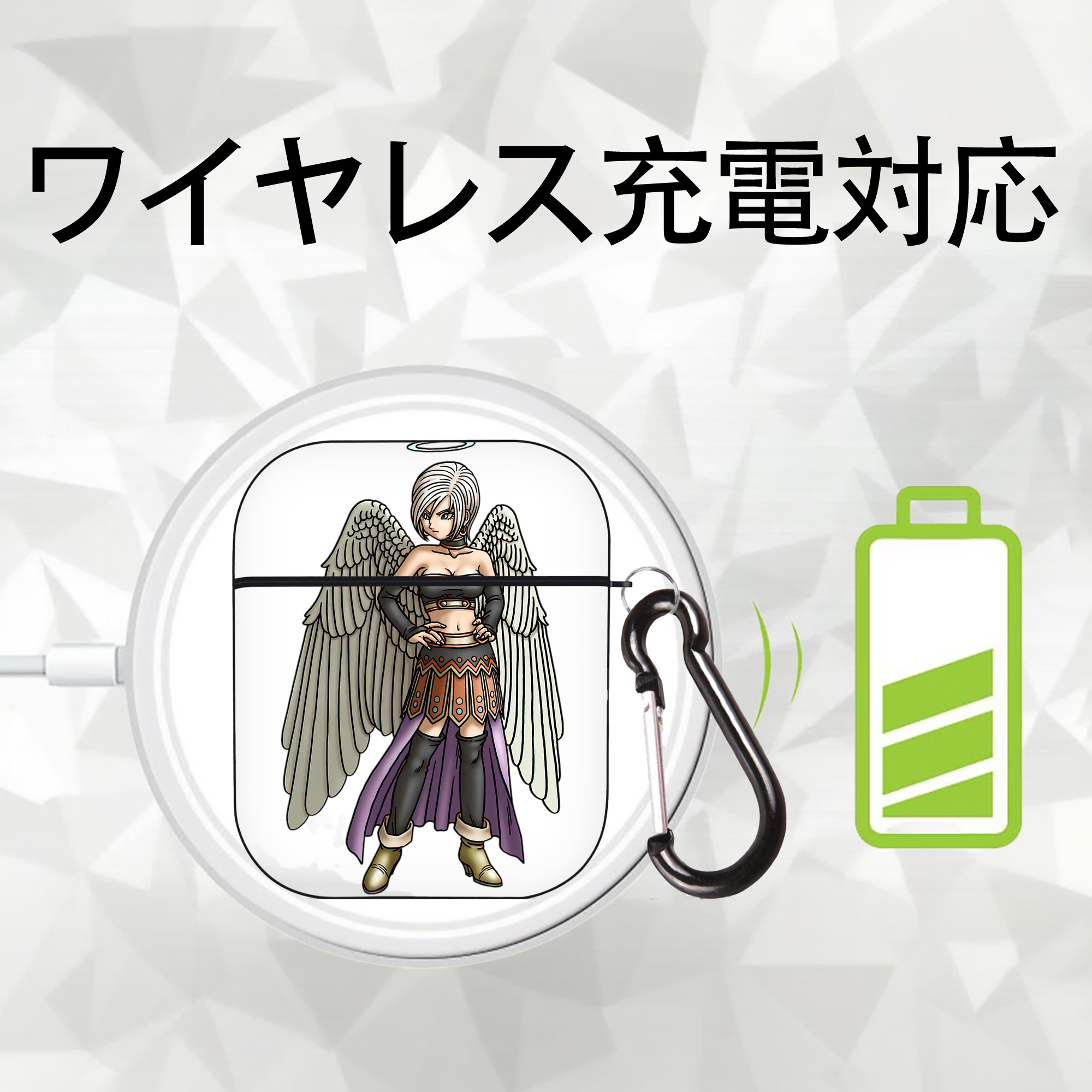 ドラゴンクエスト Doragon Kuesuto Dragon Quest AirPods 第2世代保護ケース ハードシェル ブラック 耐衝撃・防指紋・カラビナ付き