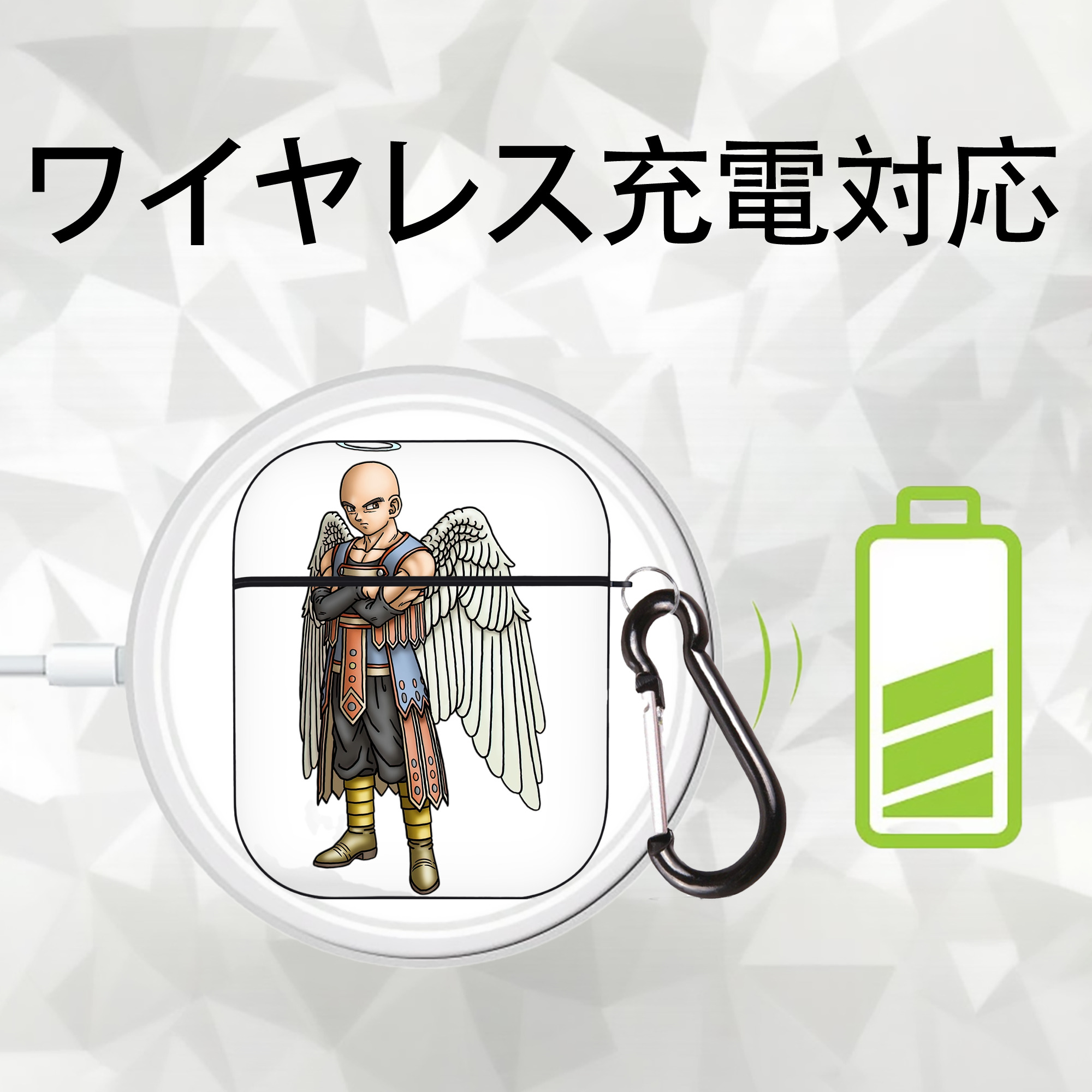ドラゴンクエスト Doragon Kuesuto Dragon Quest AirPods 第2世代保護ケース ハードシェル ブラック 耐衝撃・防指紋・カラビナ付き