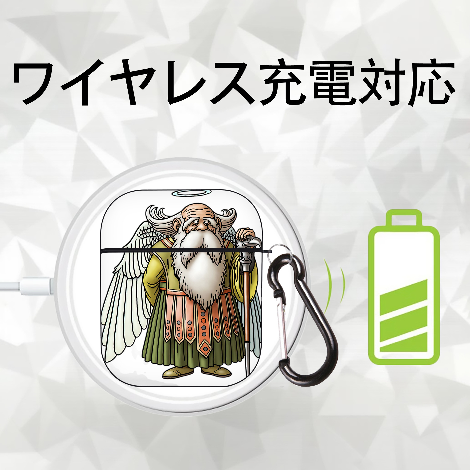 ドラゴンクエスト Doragon Kuesuto Dragon Quest AirPods 第2世代保護ケース ハードシェル ブラック 耐衝撃・防指紋・カラビナ付き