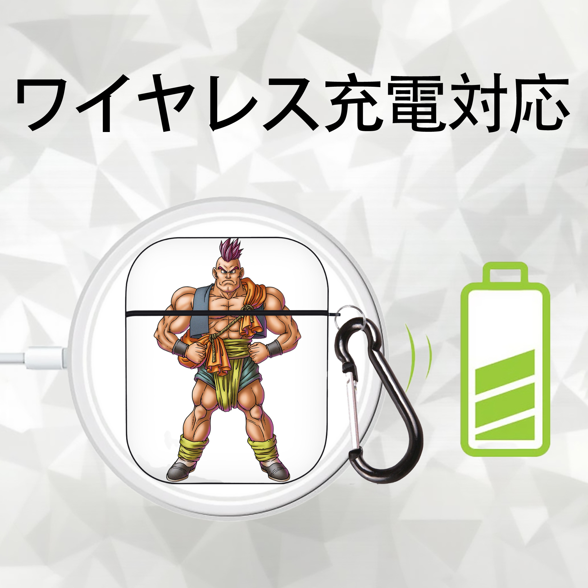 ドラゴンクエスト Doragon Kuesuto Dragon Quest AirPods 第2世代保護ケース ハードシェル ブラック 耐衝撃・防指紋・カラビナ付き