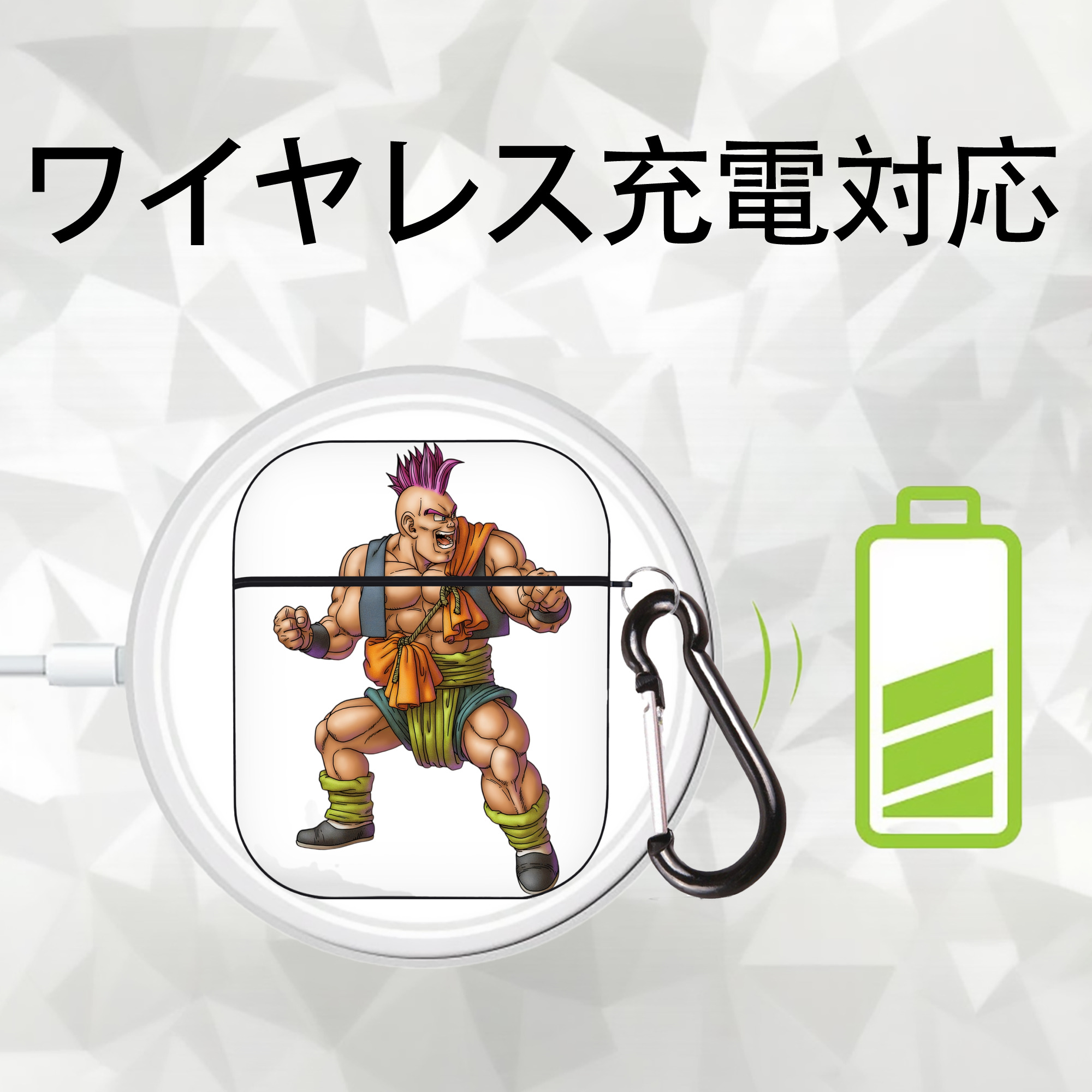 ドラゴンクエスト Doragon Kuesuto Dragon Quest AirPods 第2世代保護ケース ハードシェル ブラック 耐衝撃・防指紋・カラビナ付き