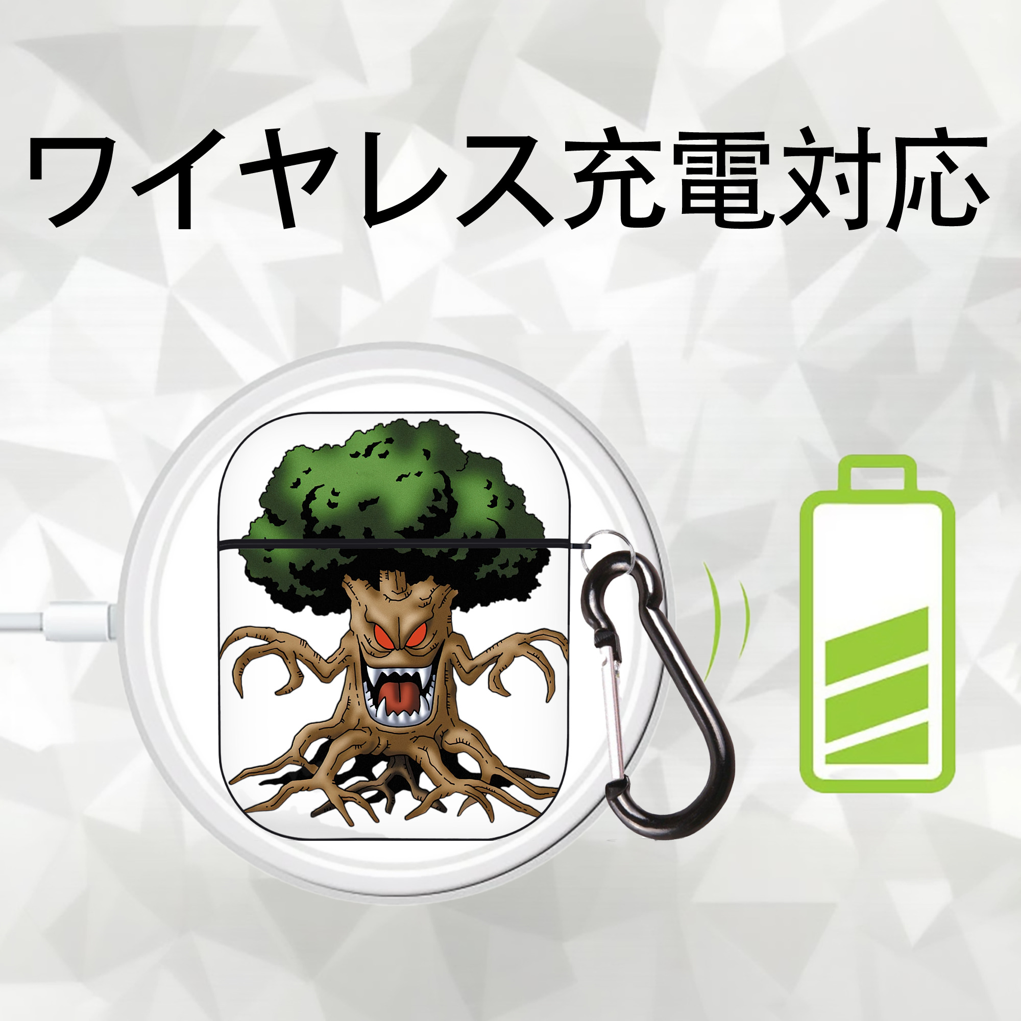 ドラゴンクエスト Doragon Kuesuto Dragon Quest AirPods 第2世代保護ケース ハードシェル ブラック 耐衝撃・防指紋・カラビナ付き