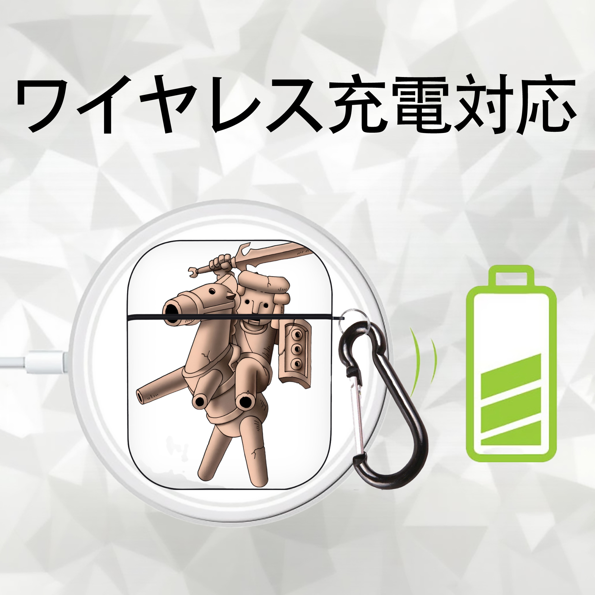 ドラゴンクエスト Doragon Kuesuto Dragon Quest AirPods 第2世代保護ケース ハードシェル ブラック 耐衝撃・防指紋・カラビナ付き