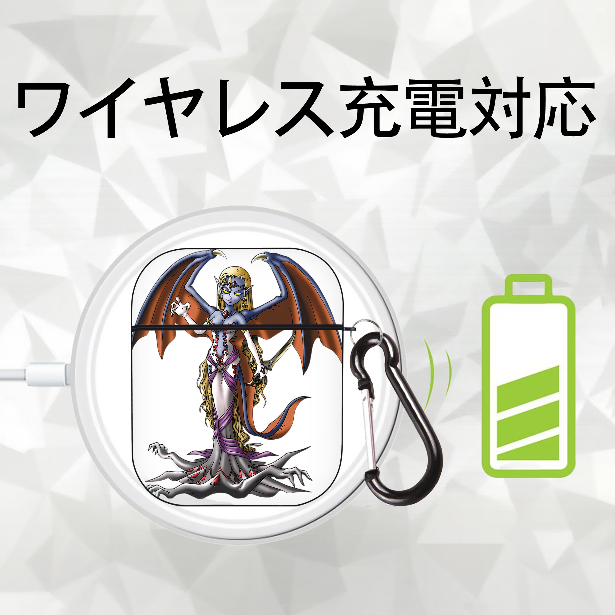 ドラゴンクエスト Doragon Kuesuto Dragon Quest AirPods 第2世代保護ケース ハードシェル ブラック 耐衝撃・防指紋・カラビナ付き