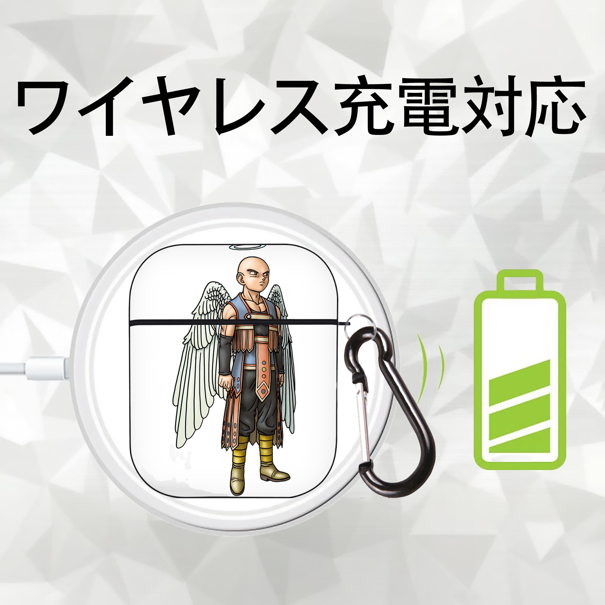 ドラゴンクエスト Doragon Kuesuto Dragon Quest AirPods 第2世代保護ケース ハードシェル ブラック 耐衝撃・防指紋・カラビナ付き