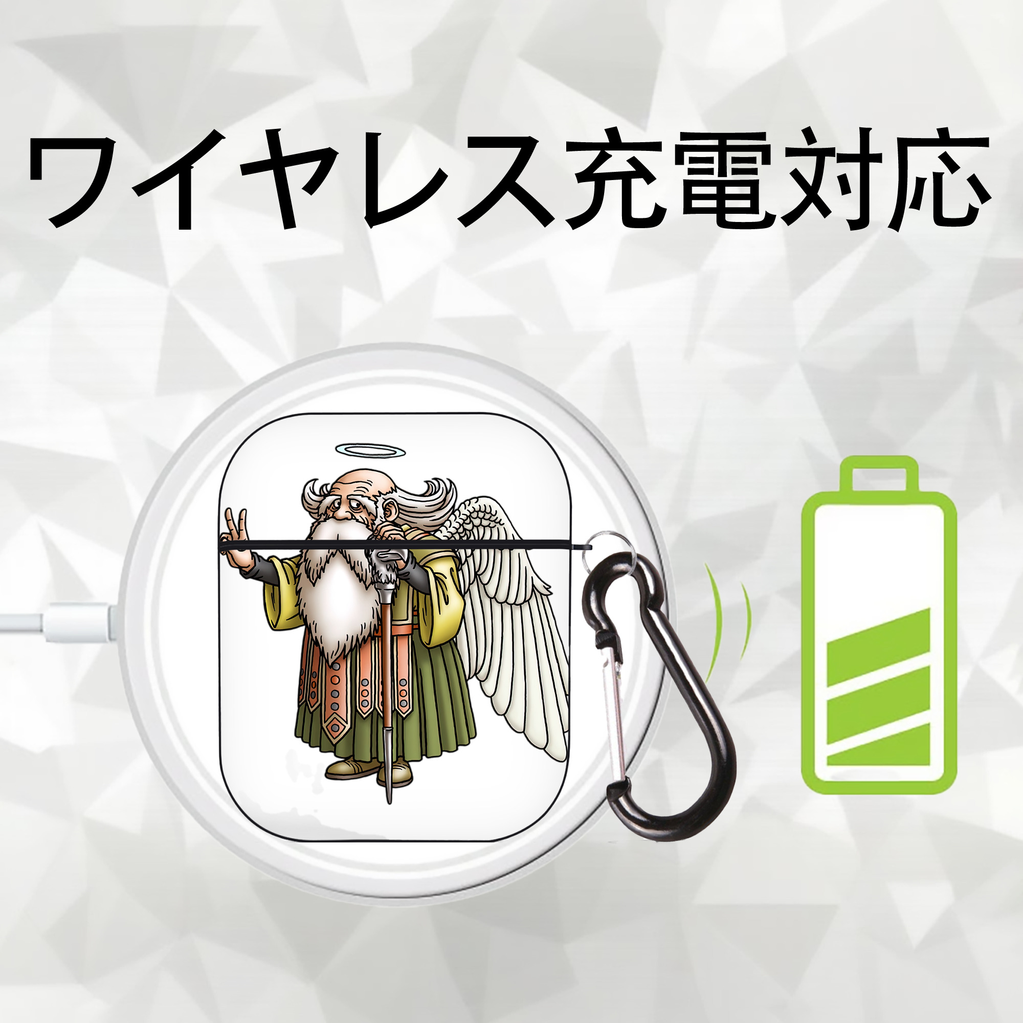 ドラゴンクエスト Doragon Kuesuto Dragon Quest AirPods 第2世代保護ケース ハードシェル ブラック 耐衝撃・防指紋・カラビナ付き