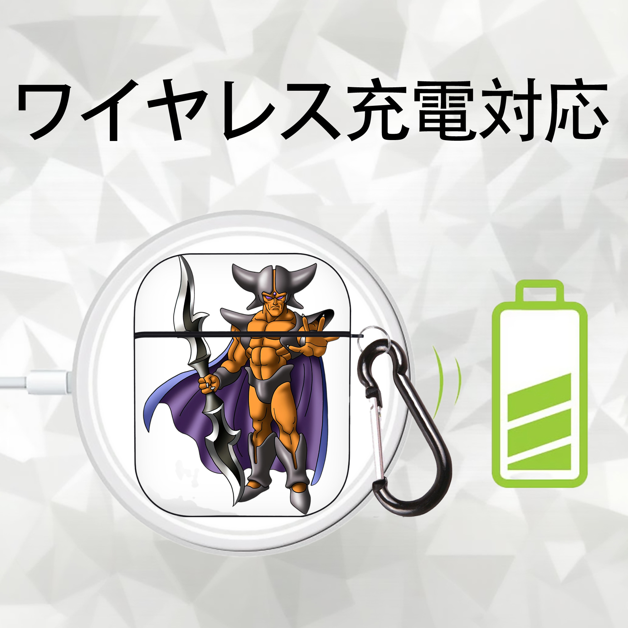 ドラゴンクエスト Doragon Kuesuto Dragon Quest AirPods 第2世代保護ケース ハードシェル ブラック 耐衝撃・防指紋・カラビナ付き