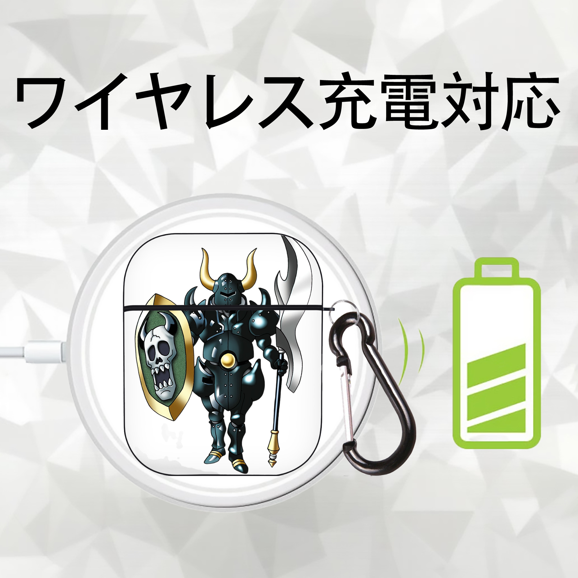 ドラゴンクエスト Doragon Kuesuto Dragon Quest AirPods 第2世代保護ケース ハードシェル ブラック 耐衝撃・防指紋・カラビナ付き