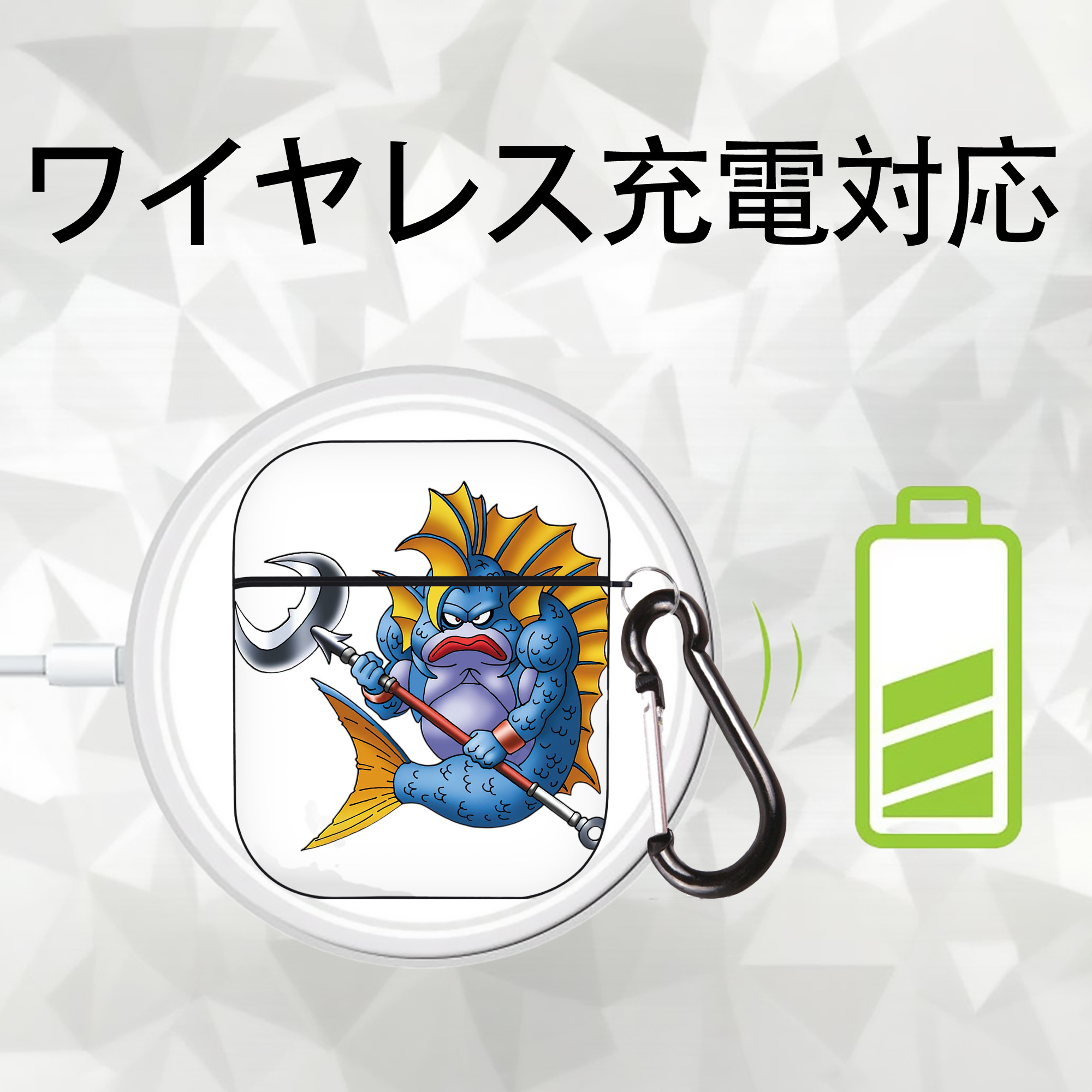 ドラゴンクエスト Doragon Kuesuto Dragon Quest AirPods 第2世代保護ケース ハードシェル ブラック 耐衝撃・防指紋・カラビナ付き