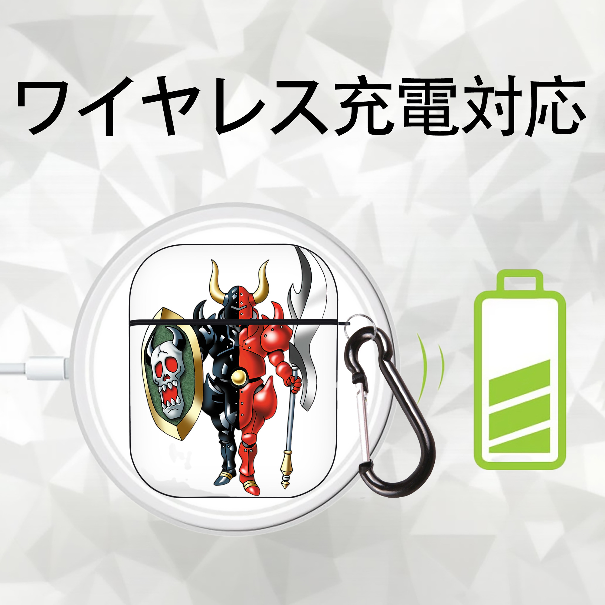 ドラゴンクエスト Doragon Kuesuto Dragon Quest AirPods 第2世代保護ケース ハードシェル ブラック 耐衝撃・防指紋・カラビナ付き