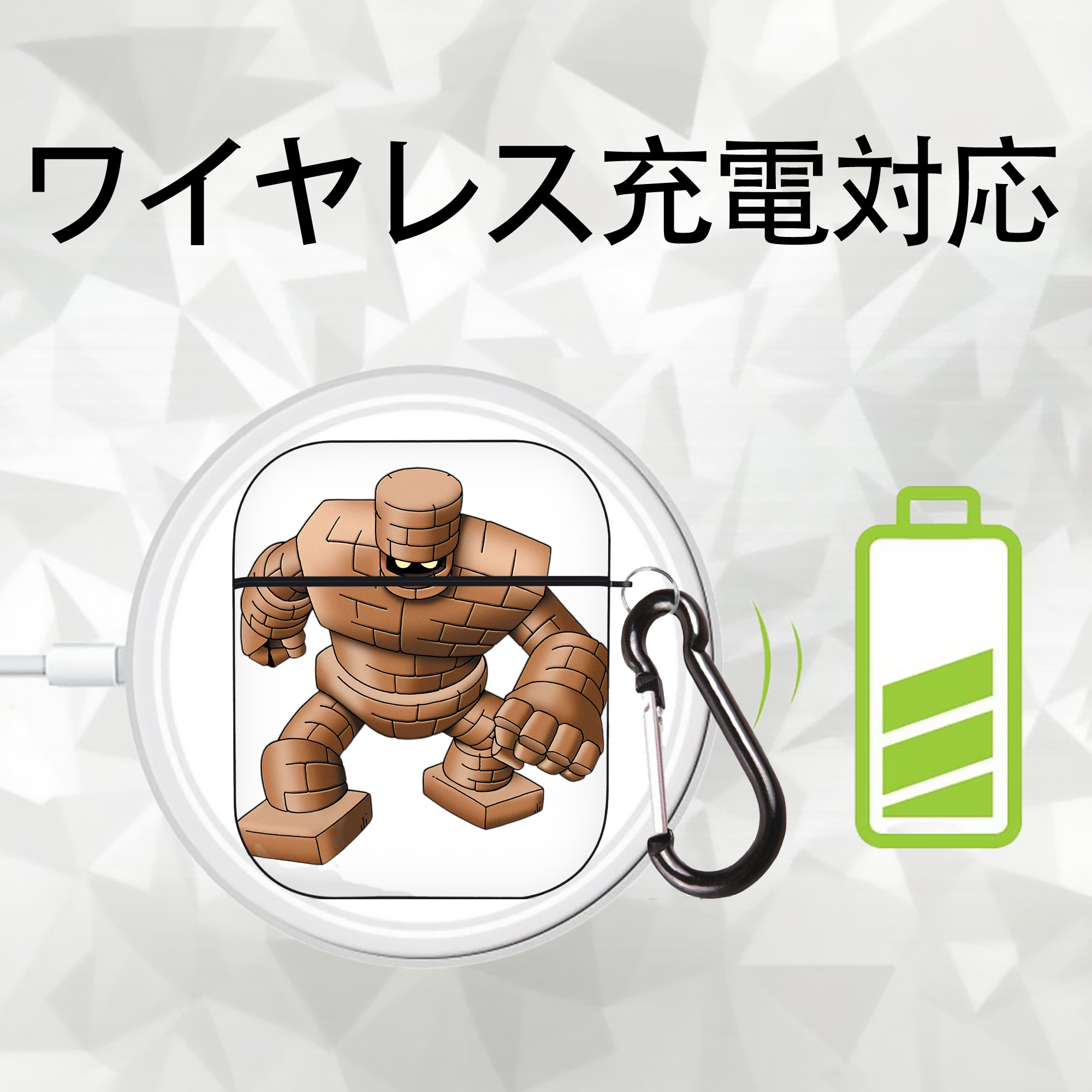 ドラゴンクエスト Doragon Kuesuto Dragon Quest AirPods 第2世代保護ケース ハードシェル ブラック 耐衝撃・防指紋・カラビナ付き