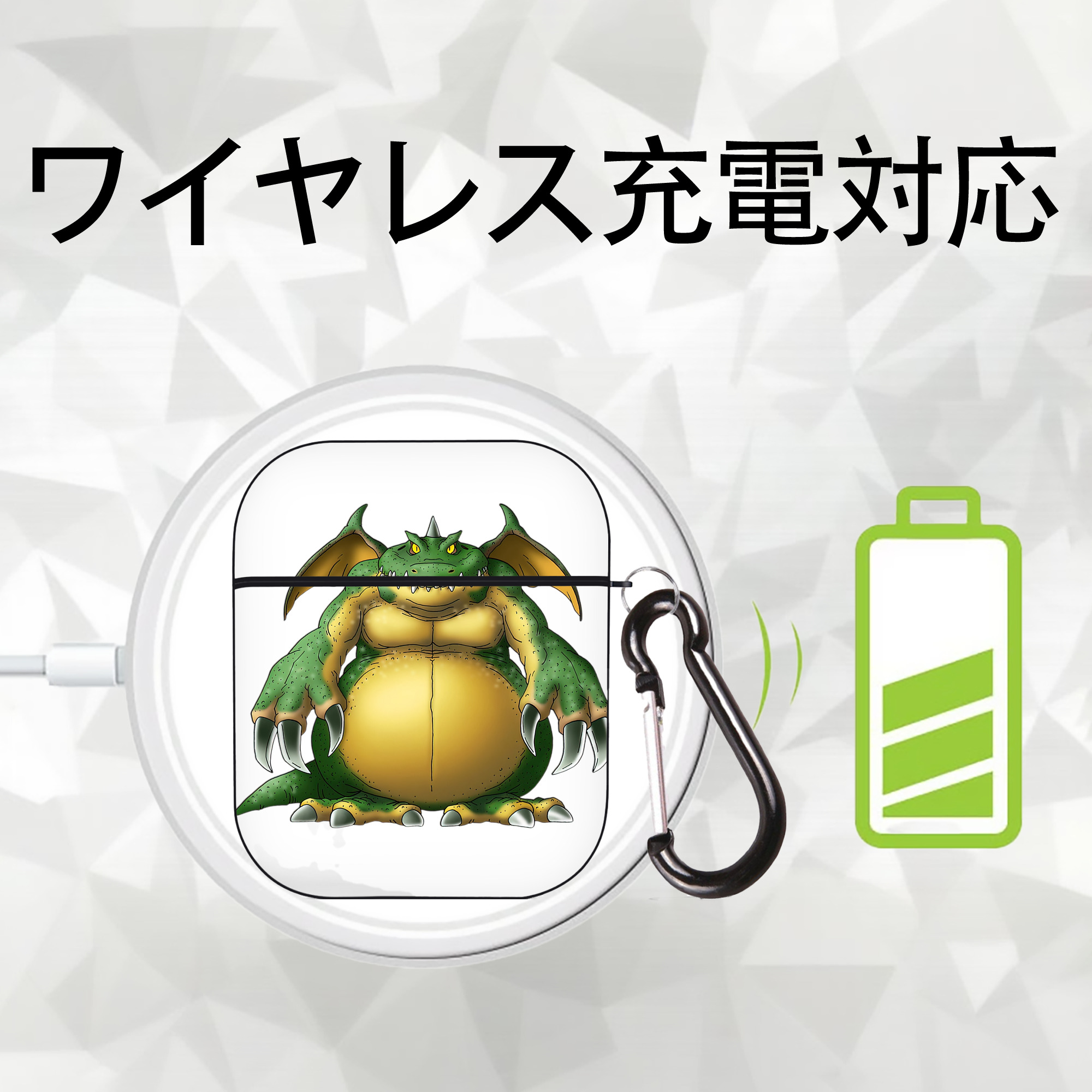 ドラゴンクエスト Doragon Kuesuto Dragon Quest AirPods 第2世代保護ケース ハードシェル ブラック 耐衝撃・防指紋・カラビナ付き