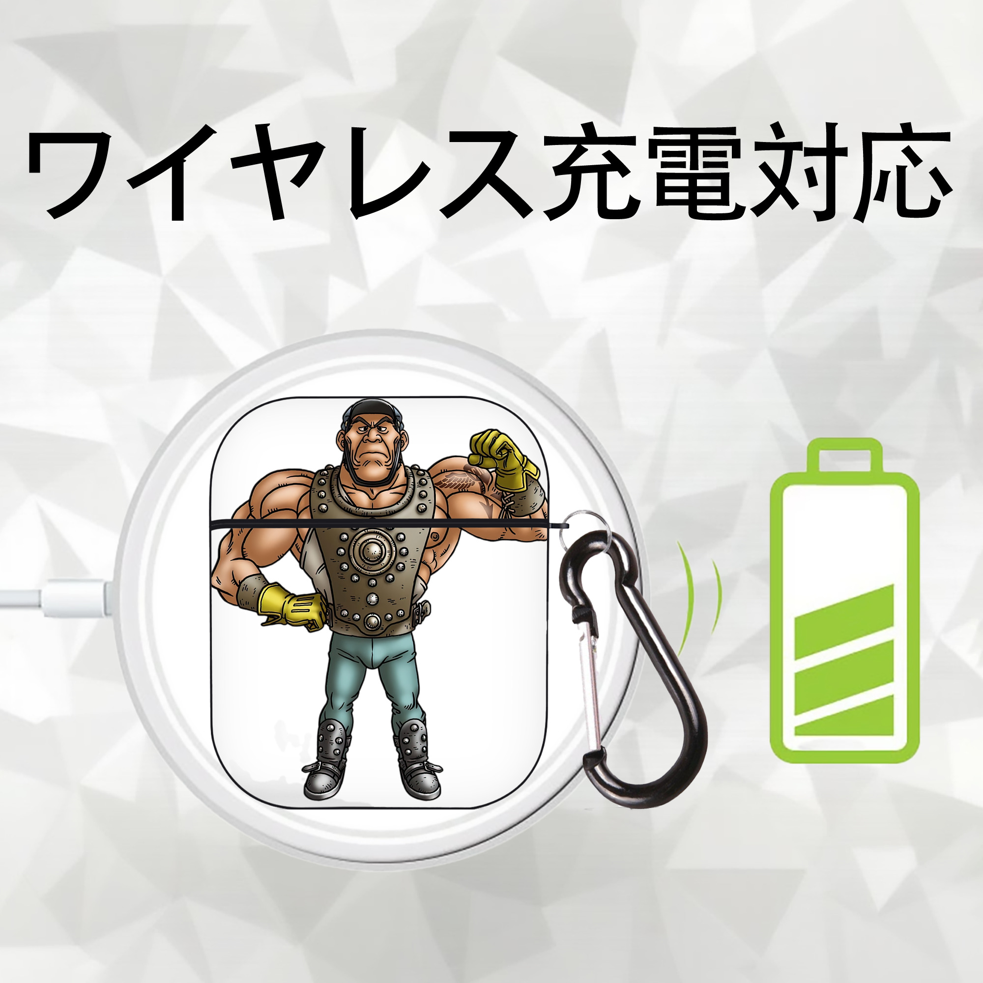 ドラゴンクエスト Doragon Kuesuto Dragon Quest AirPods 第2世代保護ケース ハードシェル ブラック 耐衝撃・防指紋・カラビナ付き