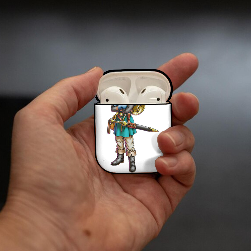 ドラゴンクエスト Doragon Kuesuto Dragon Quest AirPods 第2世代保護ケース ハードシェル ブラック 耐衝撃・防指紋・カラビナ付き