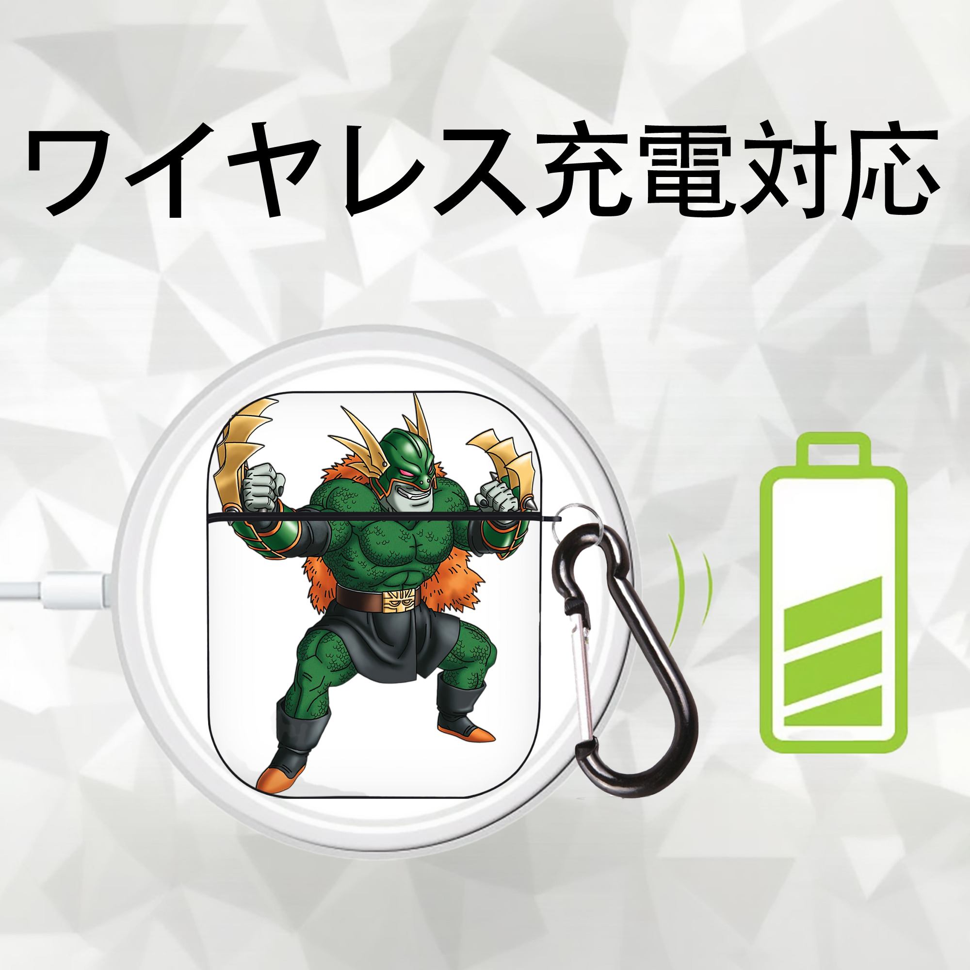 ドラゴンクエスト Doragon Kuesuto Dragon Quest AirPods 第2世代保護ケース ハードシェル ブラック 耐衝撃・防指紋・カラビナ付き