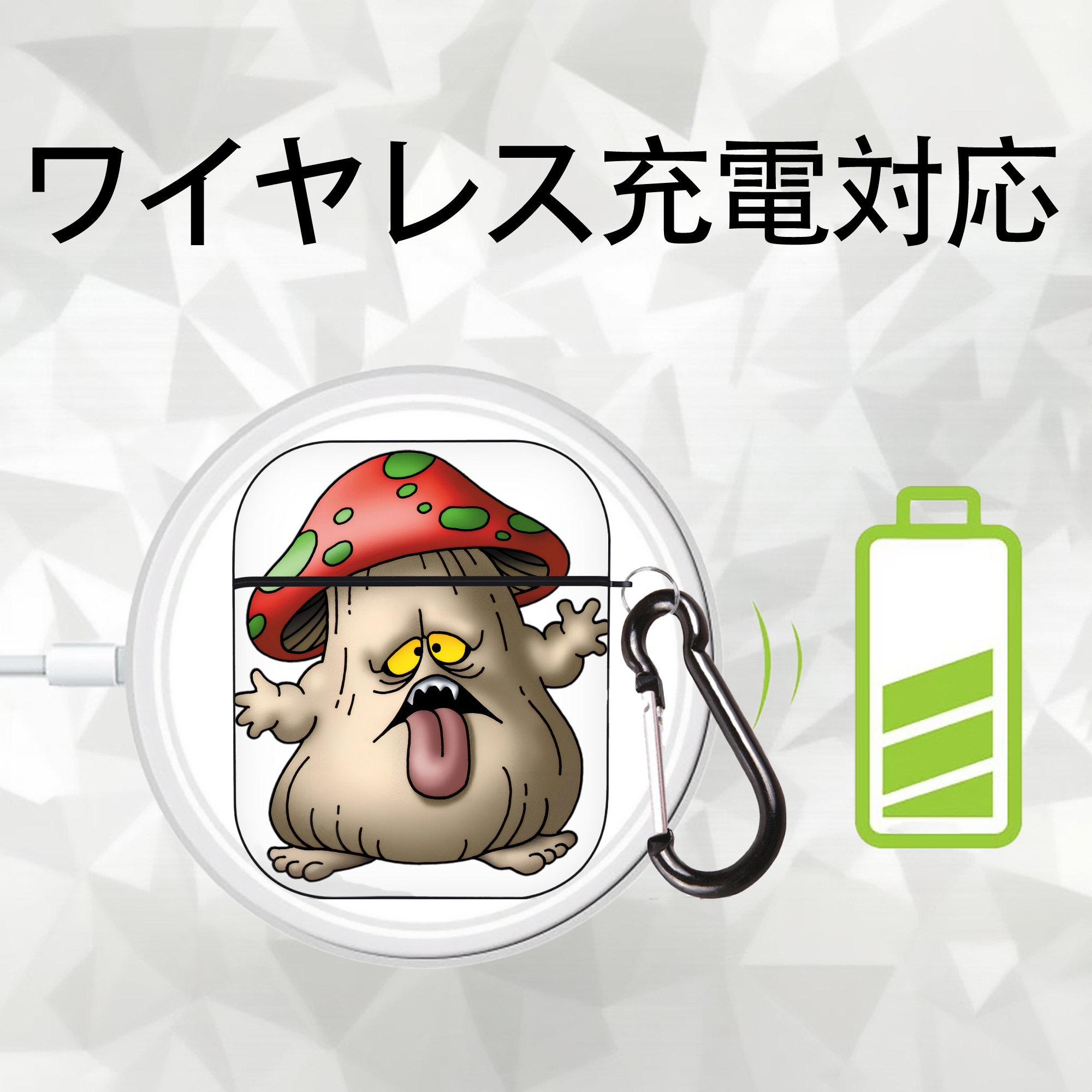 ドラゴンクエスト Doragon Kuesuto Dragon Quest AirPods 第2世代保護ケース ハードシェル ブラック 耐衝撃・防指紋・カラビナ付き