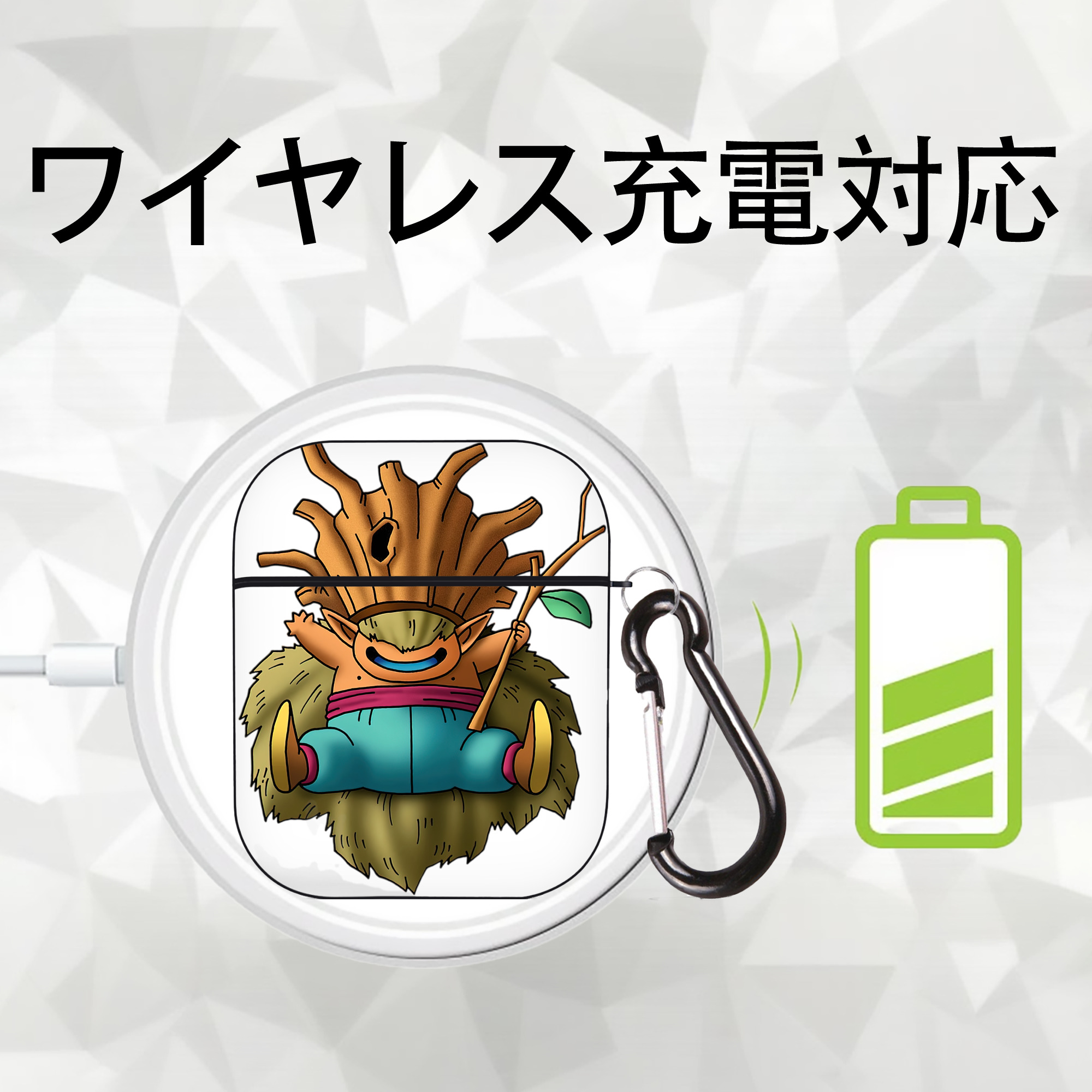 ドラゴンクエスト Doragon Kuesuto Dragon Quest AirPods 第2世代保護ケース ハードシェル ブラック 耐衝撃・防指紋・カラビナ付き