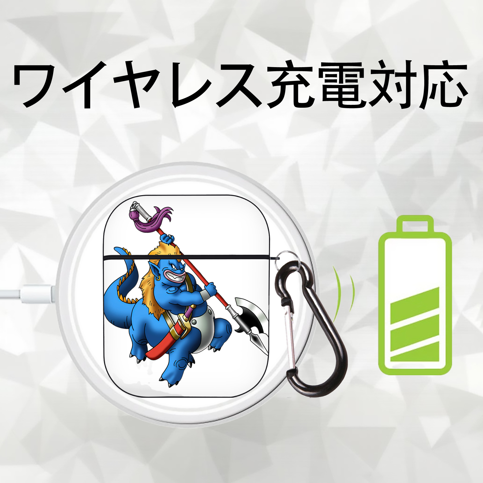 ドラゴンクエスト Doragon Kuesuto Dragon Quest AirPods 第2世代保護ケース ハードシェル ブラック 耐衝撃・防指紋・カラビナ付き