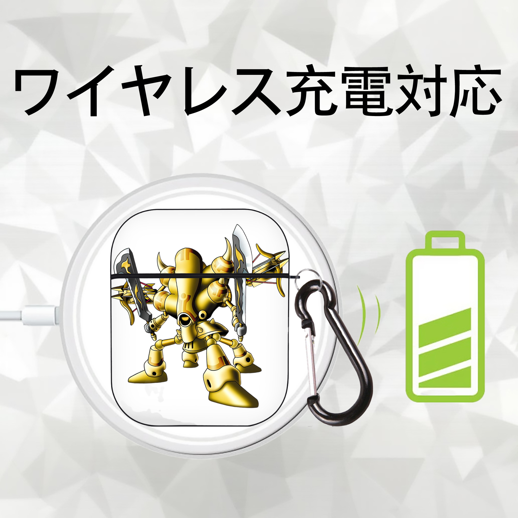 ドラゴンクエスト Doragon Kuesuto Dragon Quest AirPods 第2世代保護ケース ハードシェル ブラック 耐衝撃・防指紋・カラビナ付き