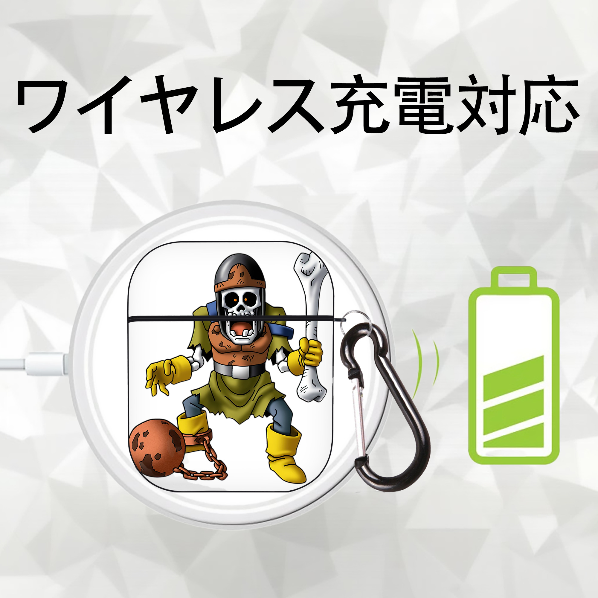 ドラゴンクエスト Doragon Kuesuto Dragon Quest AirPods 第2世代保護ケース ハードシェル ブラック 耐衝撃・防指紋・カラビナ付き