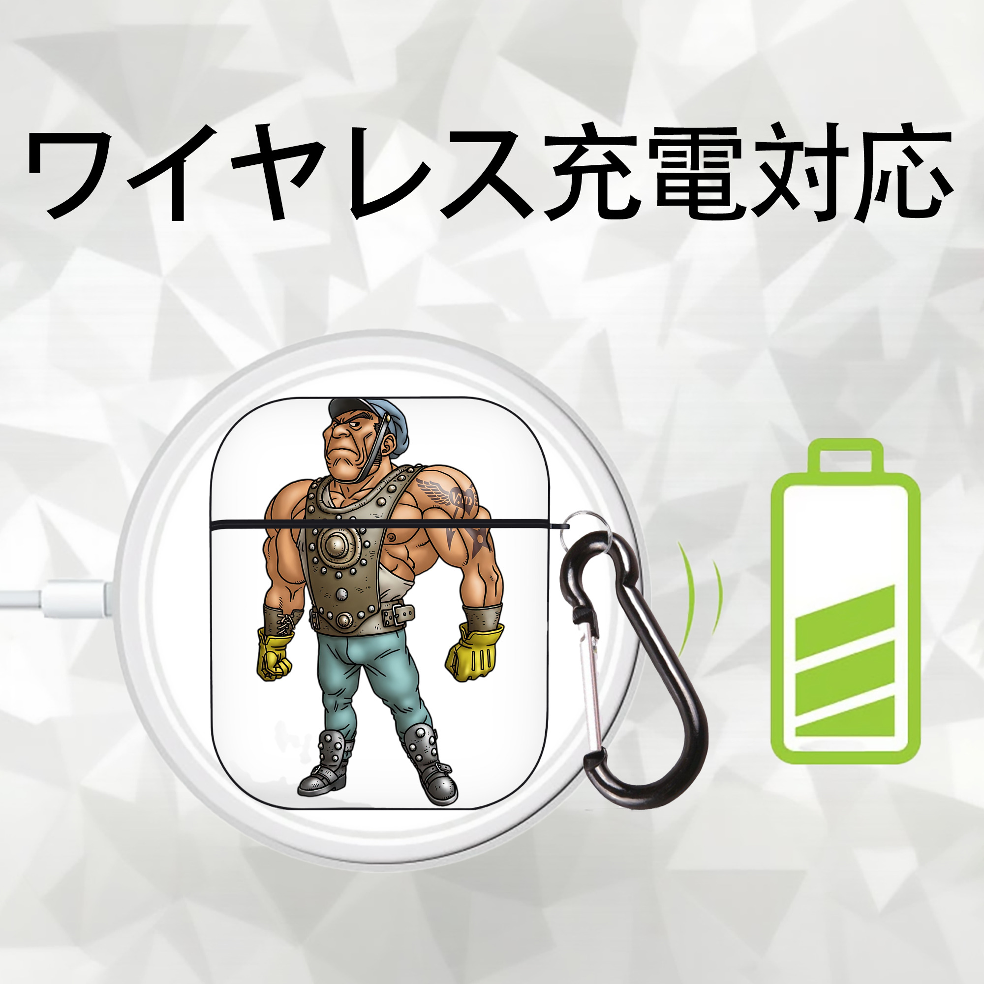 ドラゴンクエスト Doragon Kuesuto Dragon Quest AirPods 第2世代保護ケース ハードシェル ブラック 耐衝撃・防指紋・カラビナ付き