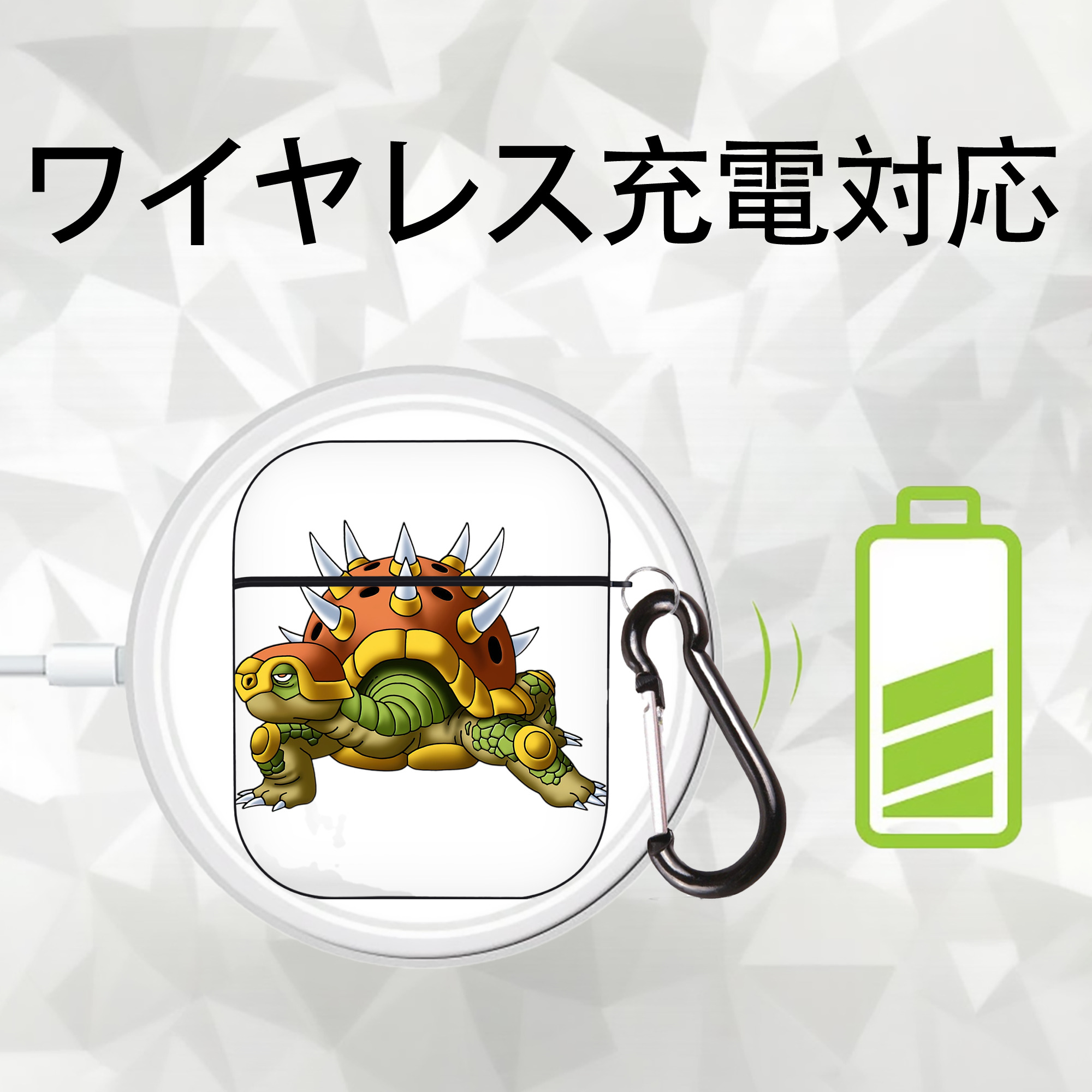 ドラゴンクエスト Doragon Kuesuto Dragon Quest AirPods 第2世代保護ケース ハードシェル ブラック 耐衝撃・防指紋・カラビナ付き