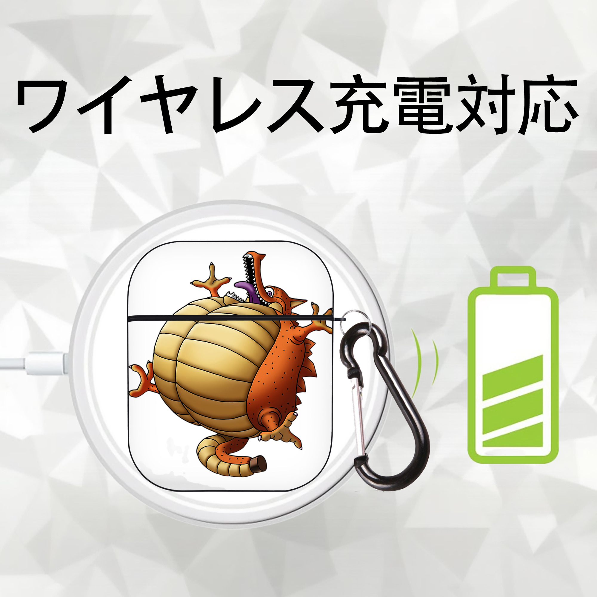 ドラゴンクエスト Doragon Kuesuto Dragon Quest AirPods 第2世代保護ケース ハードシェル ブラック 耐衝撃・防指紋・カラビナ付き