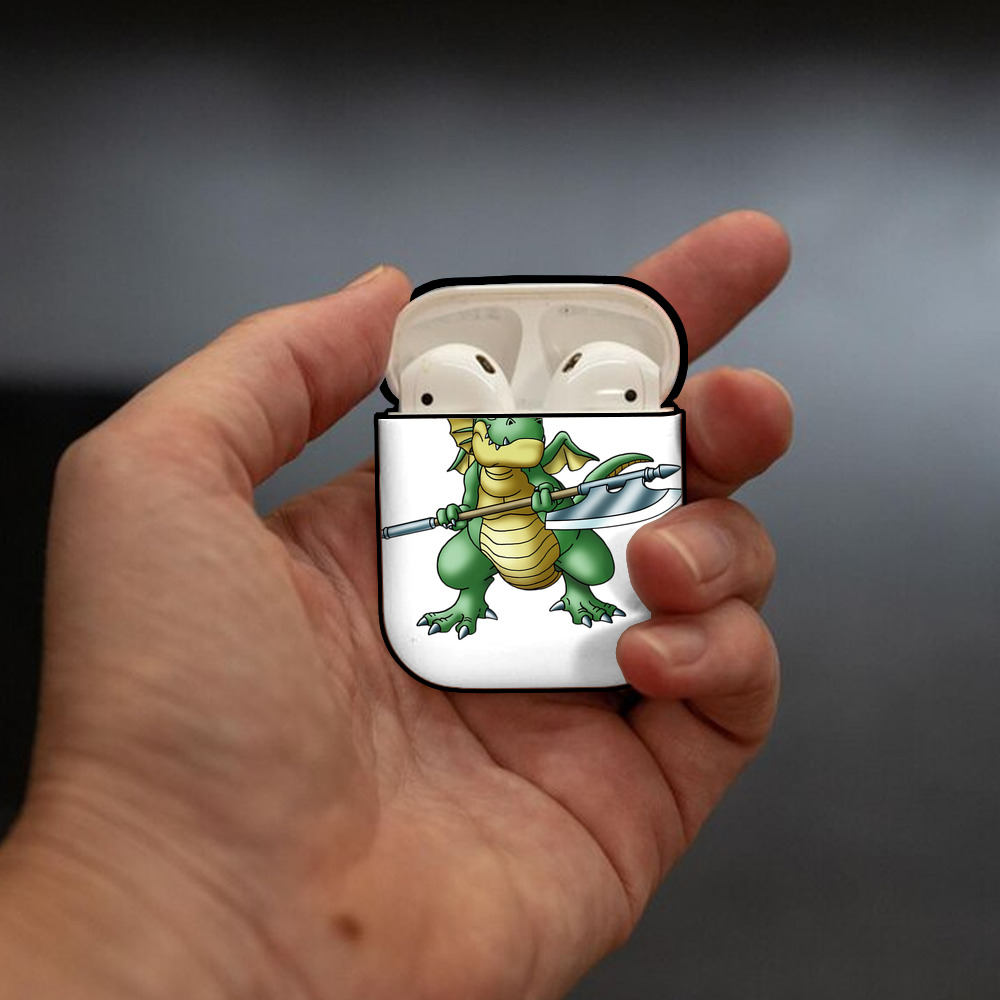 ドラゴンクエスト Doragon Kuesuto Dragon Quest AirPods 第2世代保護ケース ハードシェル ブラック 耐衝撃・防指紋・カラビナ付き