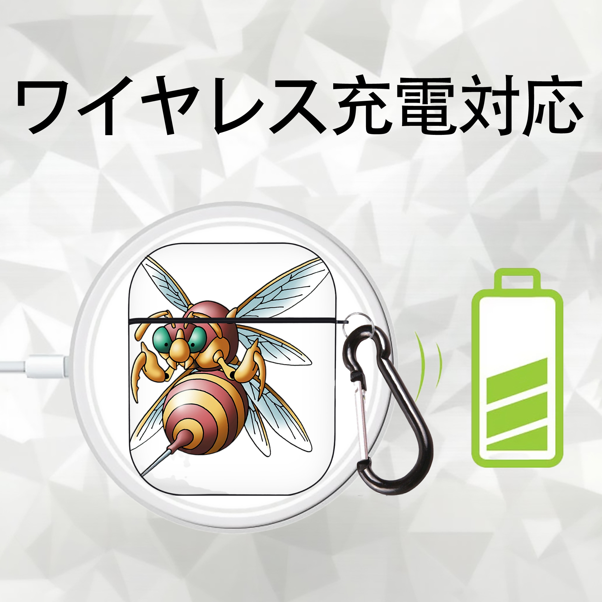 ドラゴンクエスト Doragon Kuesuto Dragon Quest AirPods 第2世代保護ケース ハードシェル ブラック 耐衝撃・防指紋・カラビナ付き