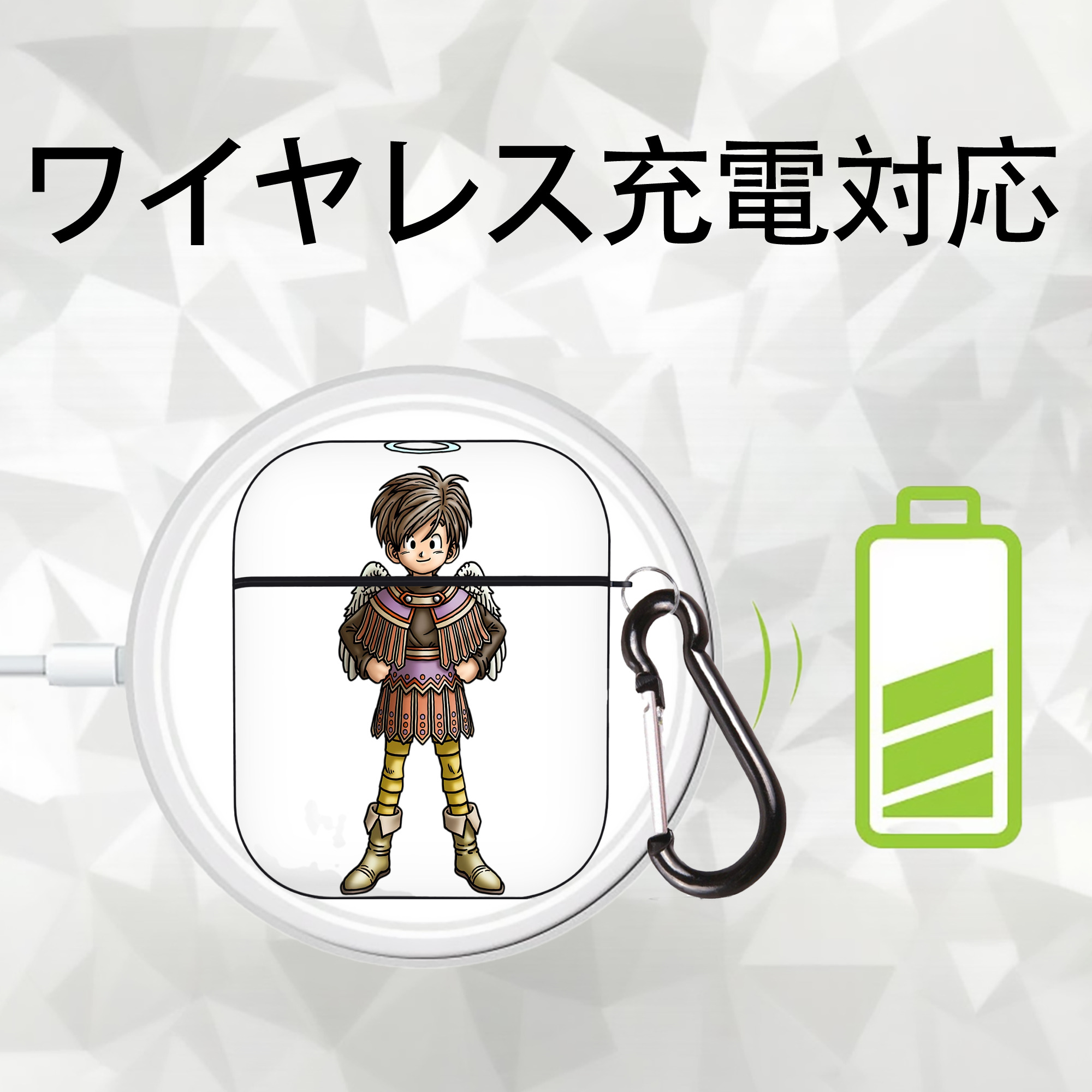 ドラゴンクエスト Doragon Kuesuto Dragon Quest AirPods 第2世代保護ケース ハードシェル ブラック 耐衝撃・防指紋・カラビナ付き