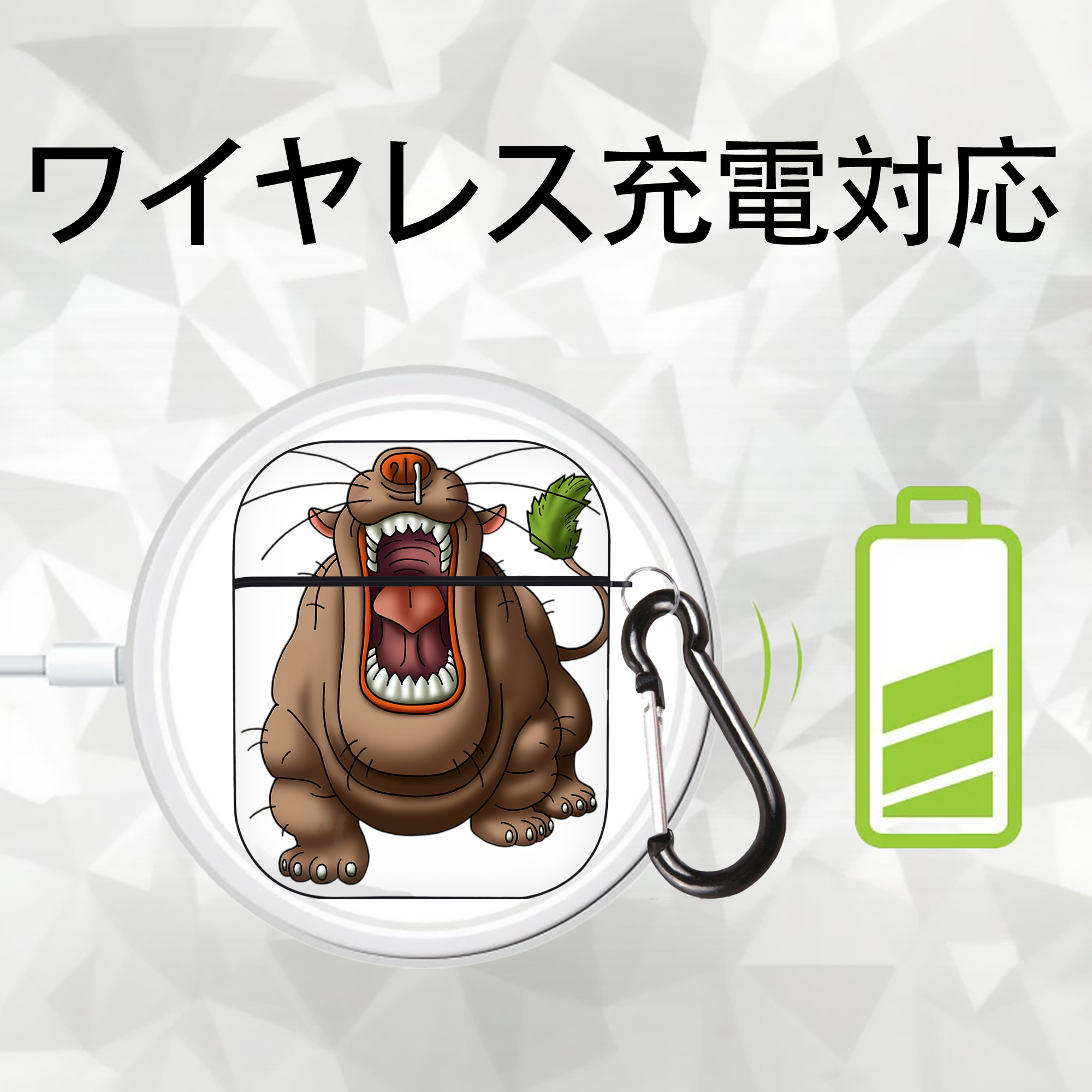 ドラゴンクエスト Doragon Kuesuto Dragon Quest AirPods 第2世代保護ケース ハードシェル ブラック 耐衝撃・防指紋・カラビナ付き