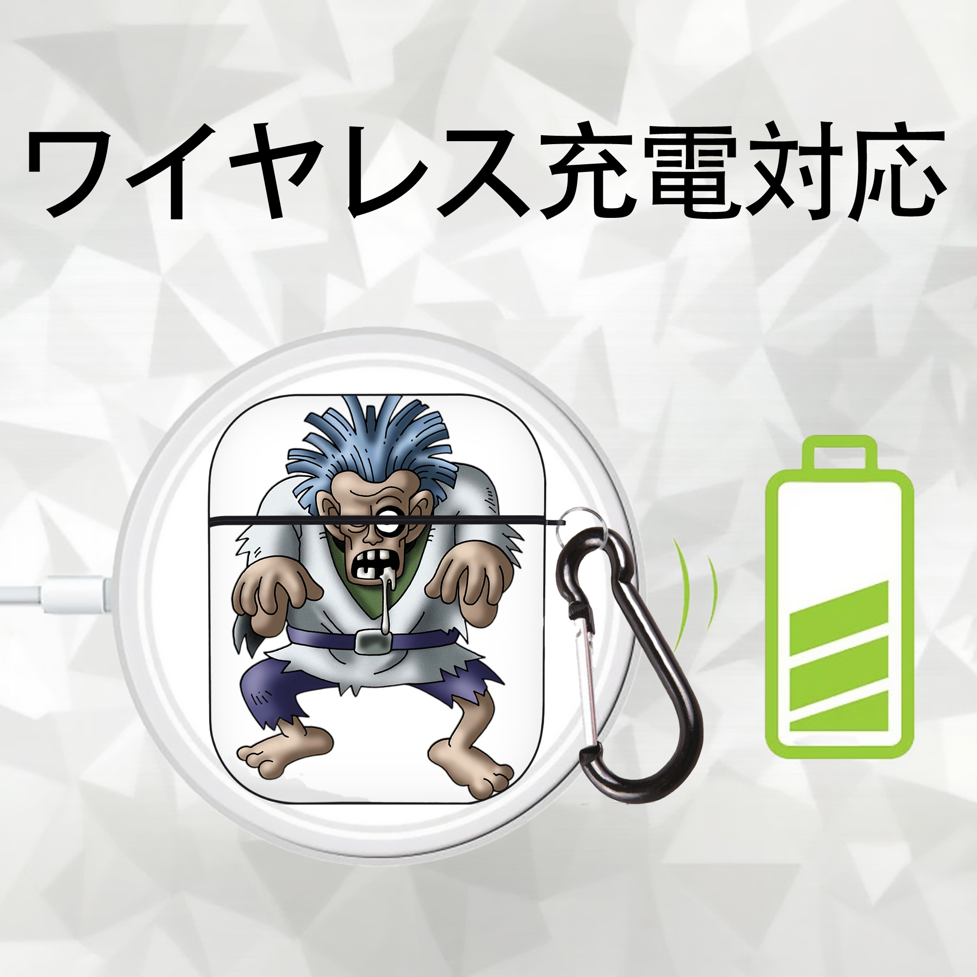 ドラゴンクエスト Doragon Kuesuto Dragon Quest AirPods 第2世代保護ケース ハードシェル ブラック 耐衝撃・防指紋・カラビナ付き