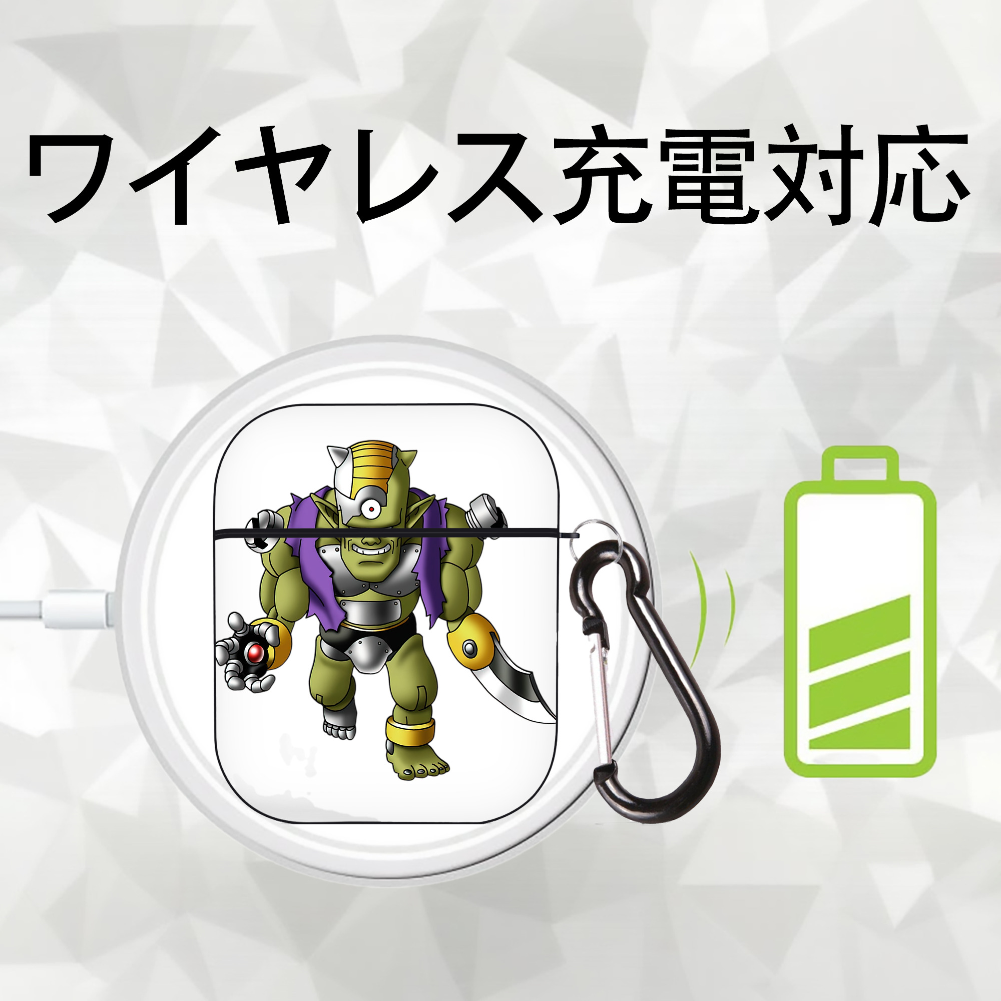 ドラゴンクエスト Doragon Kuesuto Dragon Quest AirPods 第2世代保護ケース ハードシェル ブラック 耐衝撃・防指紋・カラビナ付き