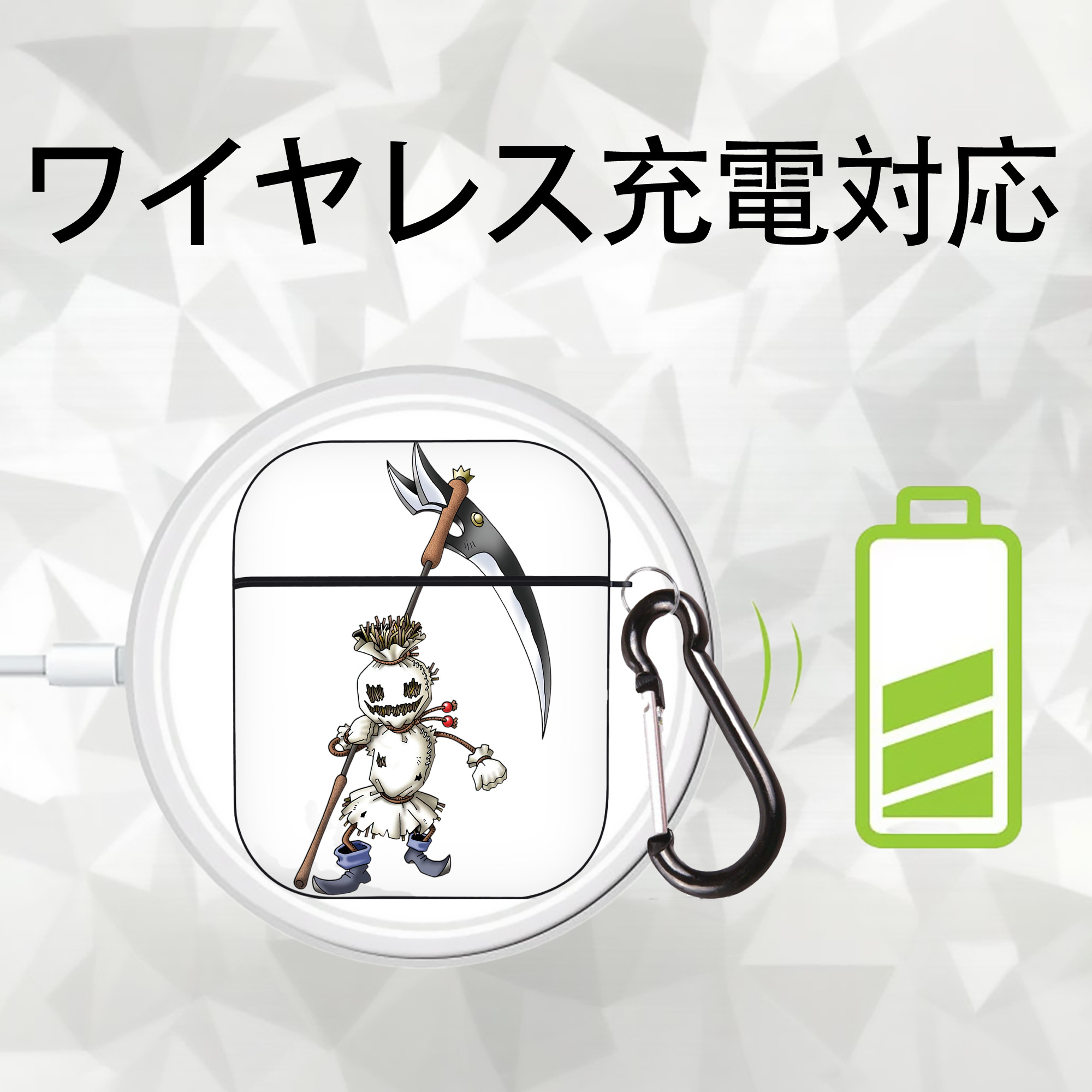 ドラゴンクエスト Doragon Kuesuto Dragon Quest AirPods 第2世代保護ケース ハードシェル ブラック 耐衝撃・防指紋・カラビナ付き