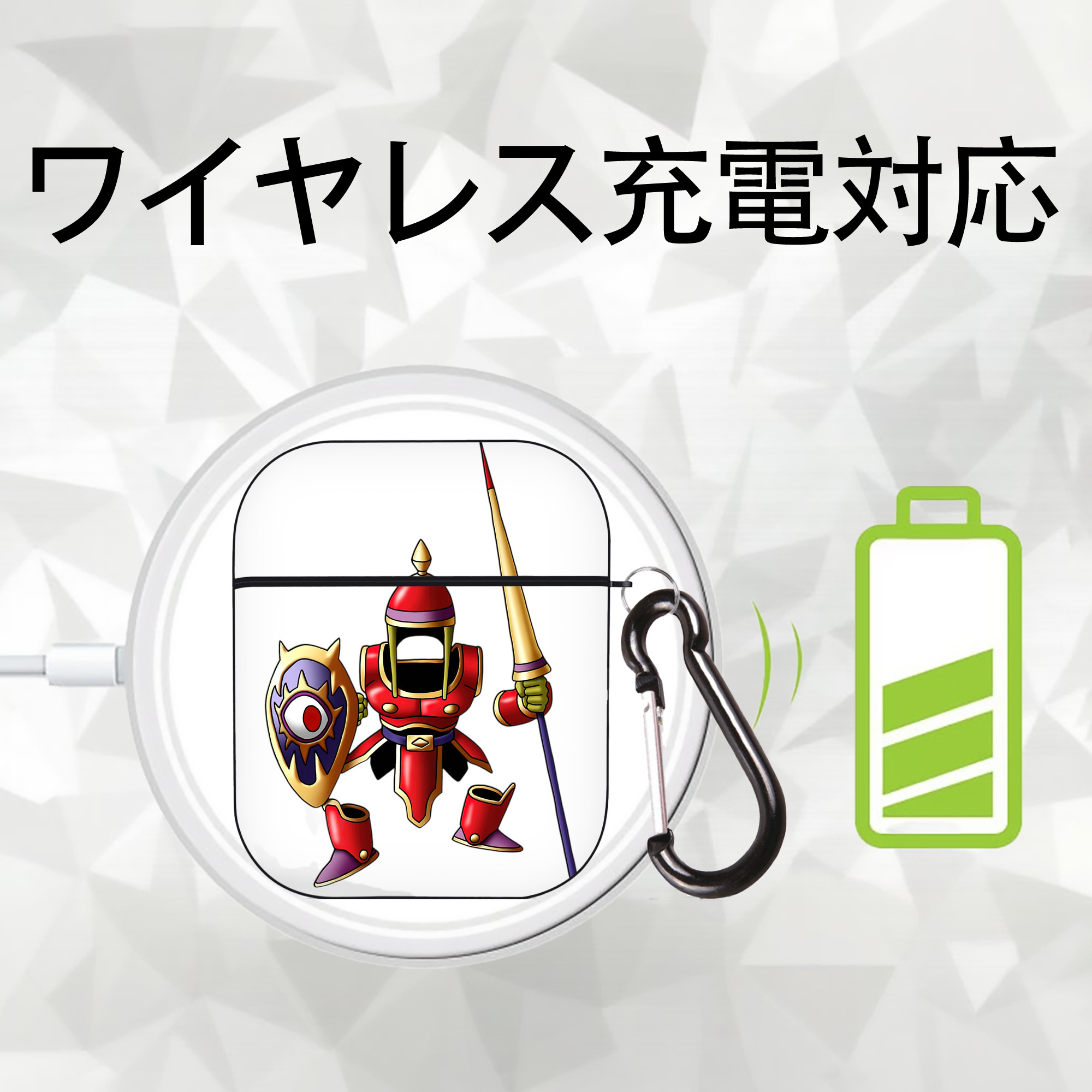ドラゴンクエスト Doragon Kuesuto Dragon Quest AirPods 第2世代保護ケース ハードシェル ブラック 耐衝撃・防指紋・カラビナ付き