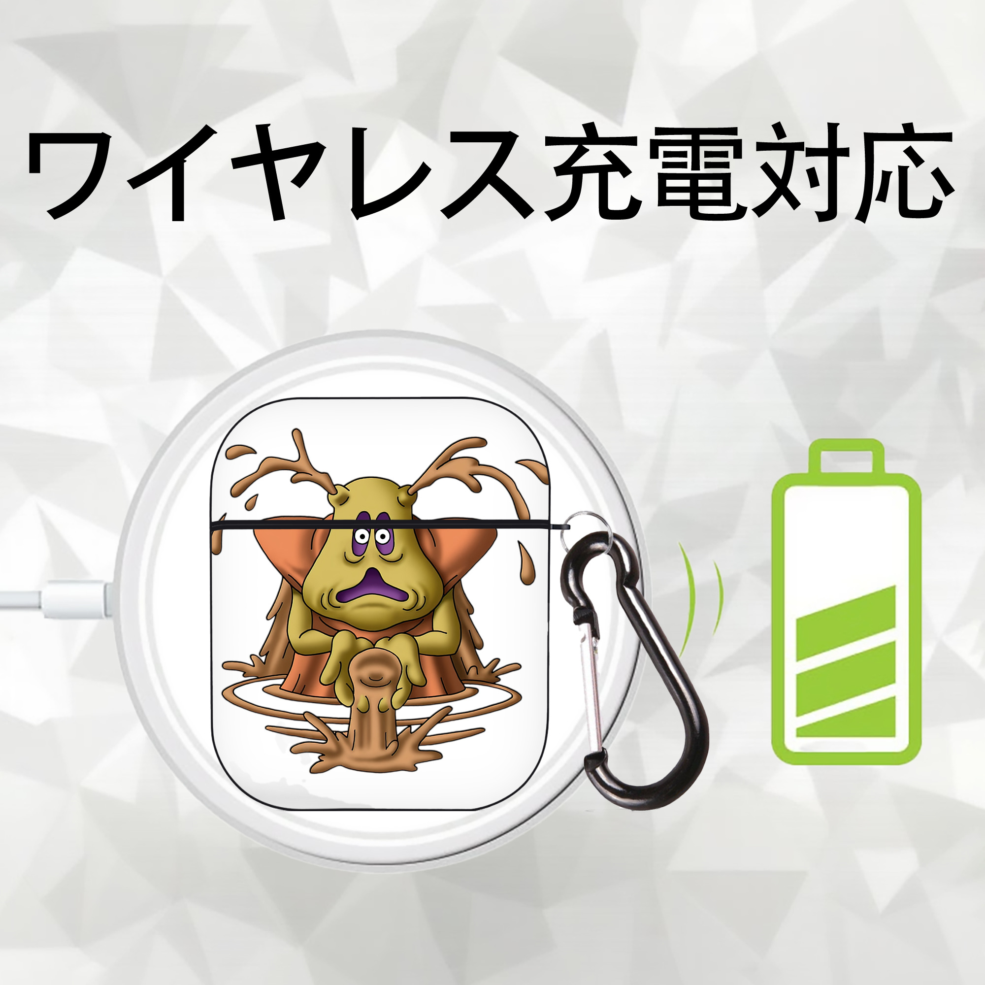 ドラゴンクエスト Doragon Kuesuto Dragon Quest AirPods 第2世代保護ケース ハードシェル ブラック 耐衝撃・防指紋・カラビナ付き