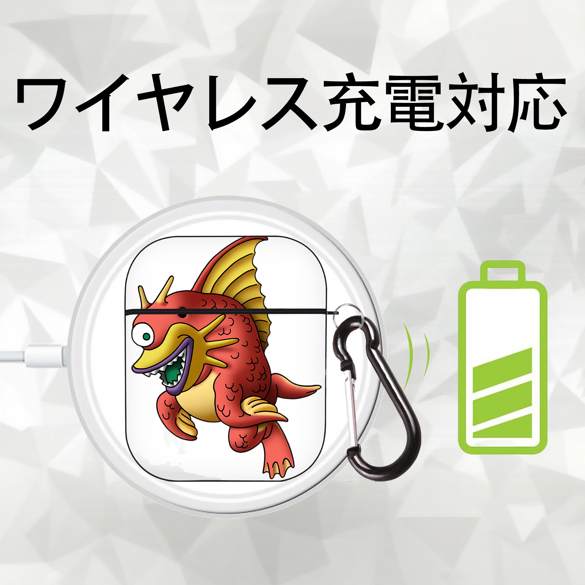 ドラゴンクエスト Doragon Kuesuto Dragon Quest AirPods 第2世代保護ケース ハードシェル ブラック 耐衝撃・防指紋・カラビナ付き