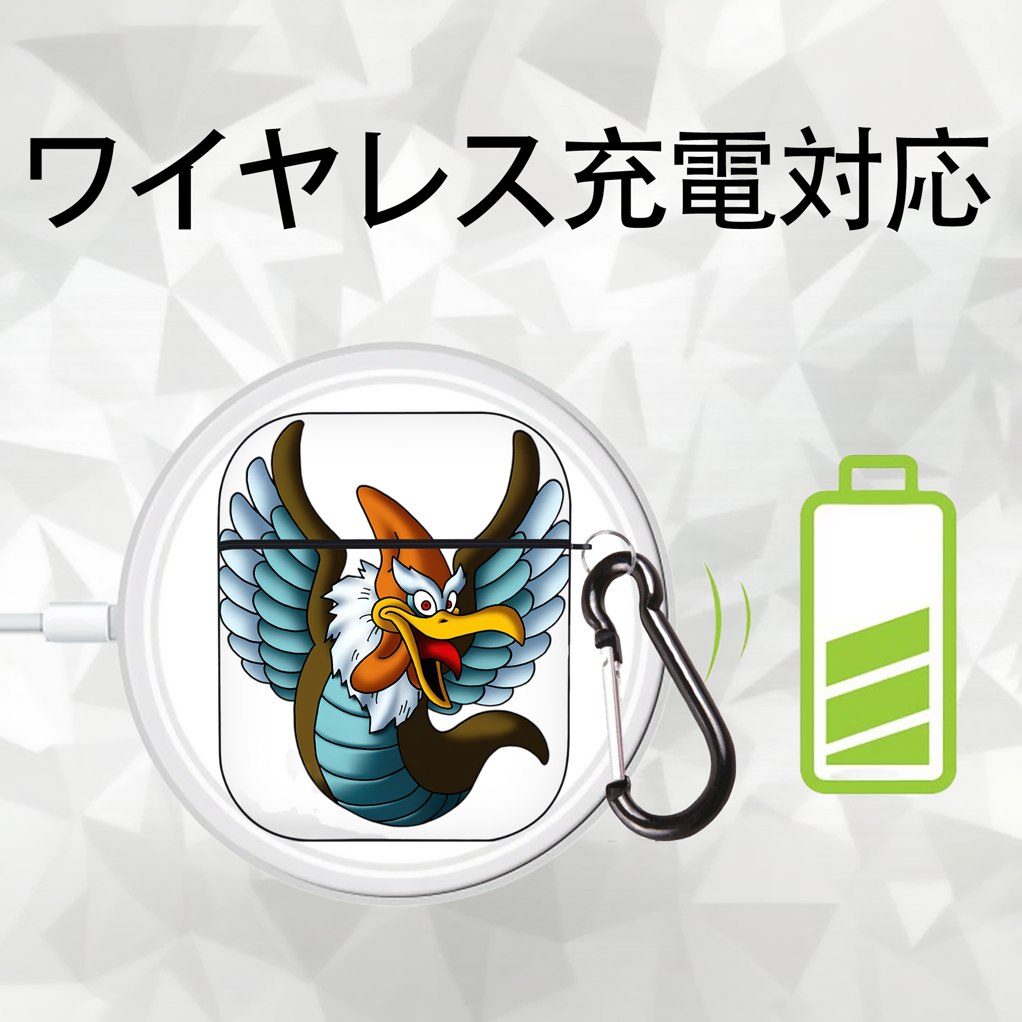 ドラゴンクエスト Doragon Kuesuto Dragon Quest AirPods 第2世代保護ケース ハードシェル ブラック 耐衝撃・防指紋・カラビナ付き