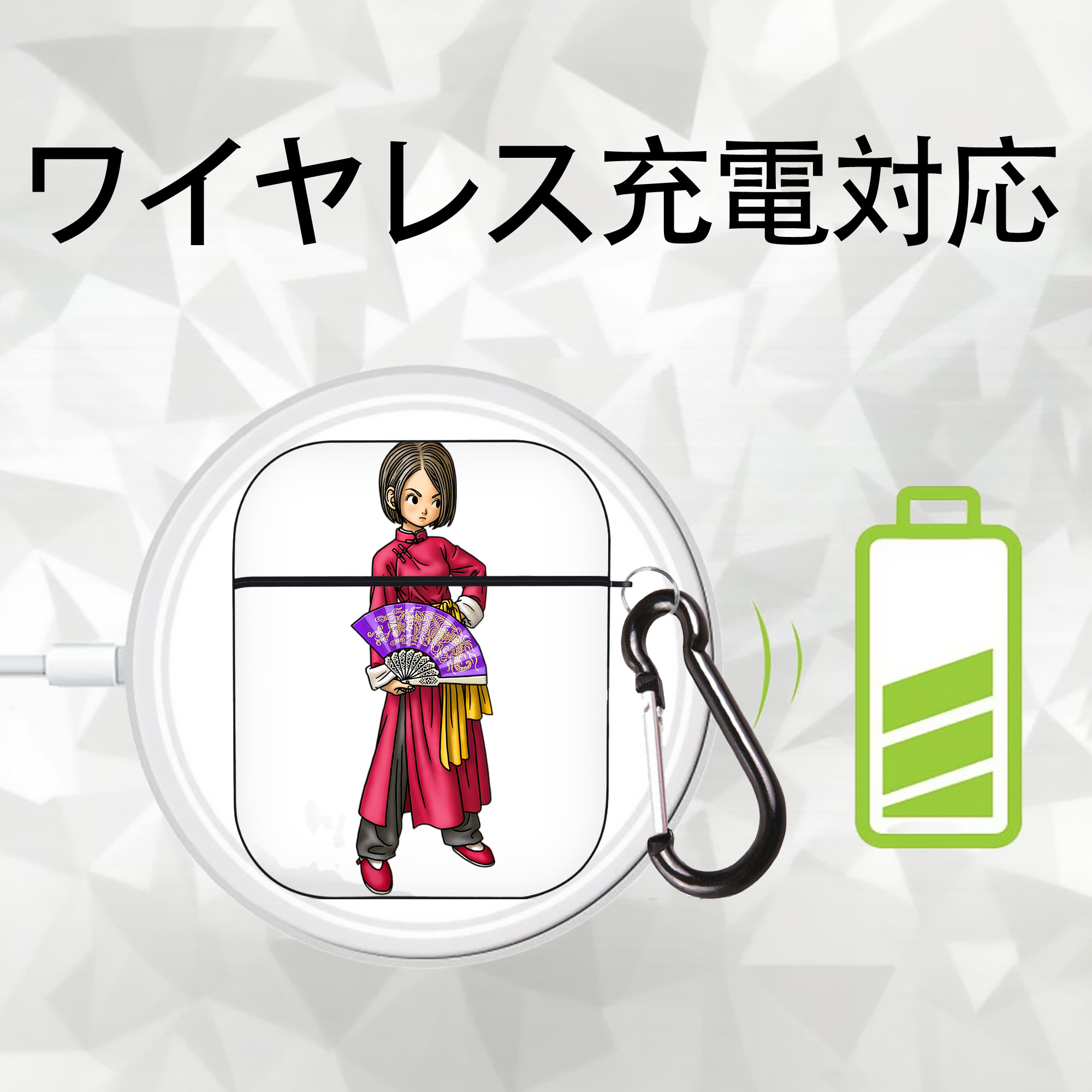 ドラゴンクエスト Doragon Kuesuto Dragon Quest AirPods 第2世代保護ケース ハードシェル ブラック 耐衝撃・防指紋・カラビナ付き