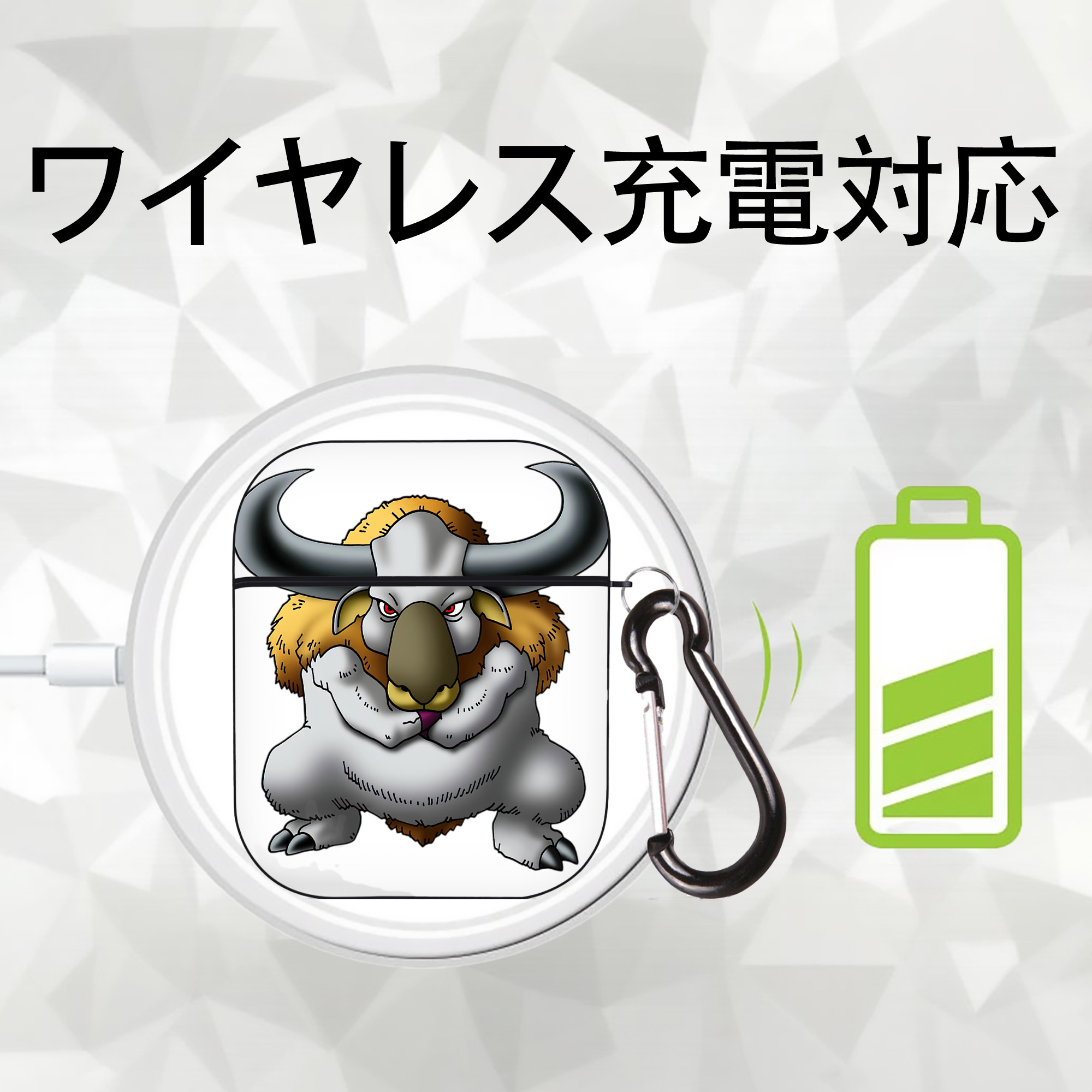ドラゴンクエスト Doragon Kuesuto Dragon Quest AirPods 第2世代保護ケース ハードシェル ブラック 耐衝撃・防指紋・カラビナ付き